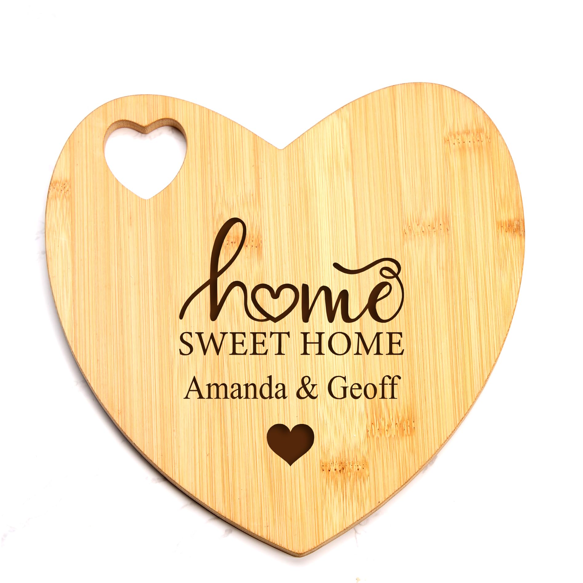 Personalised Heart Bamboo Chopping Board, Home Sweet Home