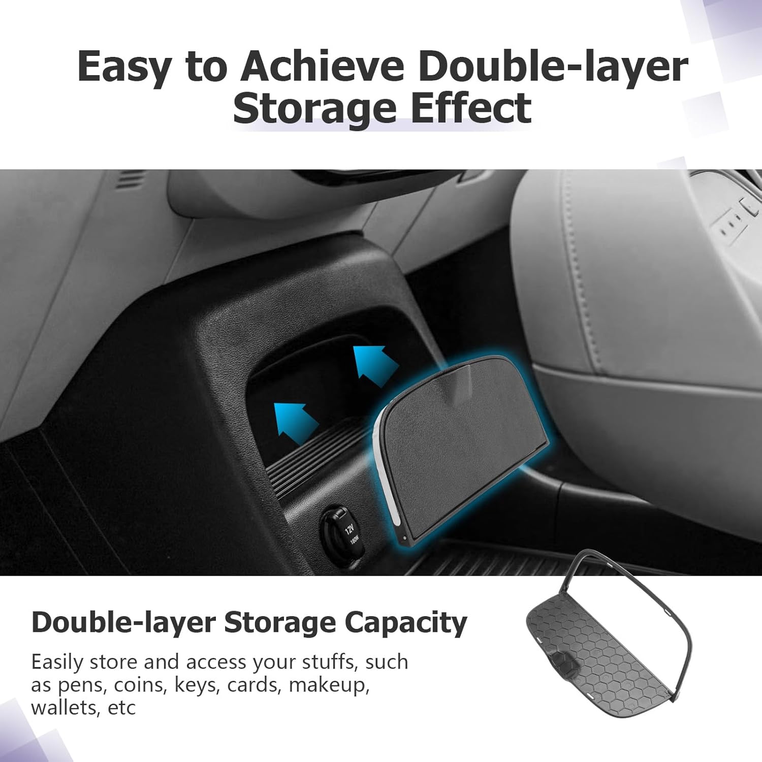 LUWU Palisade 2026 Center Console Hidden Box Organizer Compatible with 2026 2027 Hyundai Palisade Accessories Console Organizer Tray Armrest Hidden Storage Box Secret Box Secondary Storage image 4