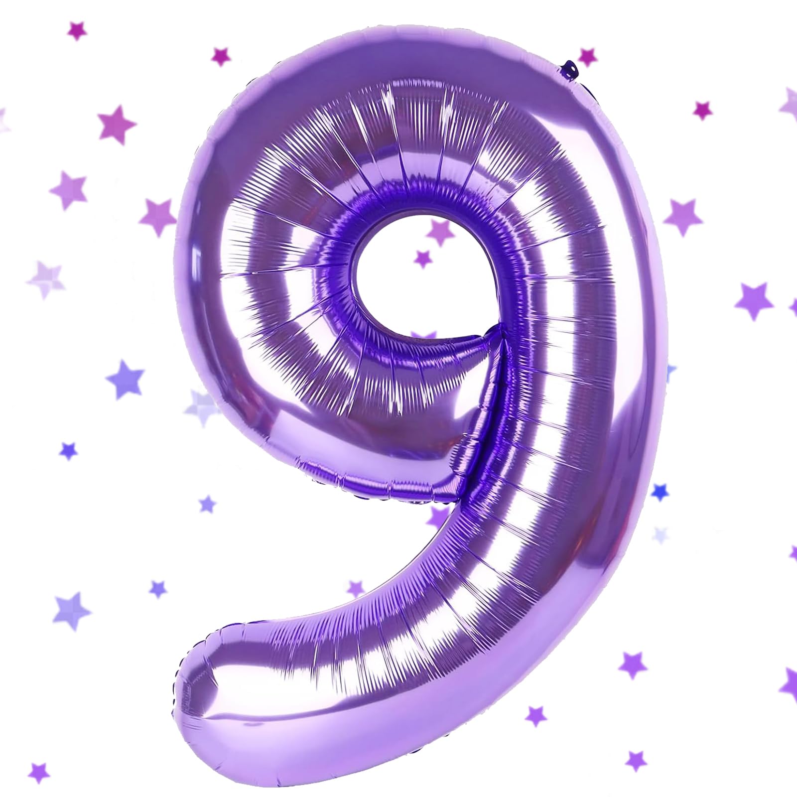 Ballon Zahl 9, Luftballons 9 Jahre, Violett, Luftballons 9 Jahre, Geburtstag, Zahl 9, Helium, 101 cm, Zahl 9, Dekoration für Jungen Mädchen Geburtstag Party