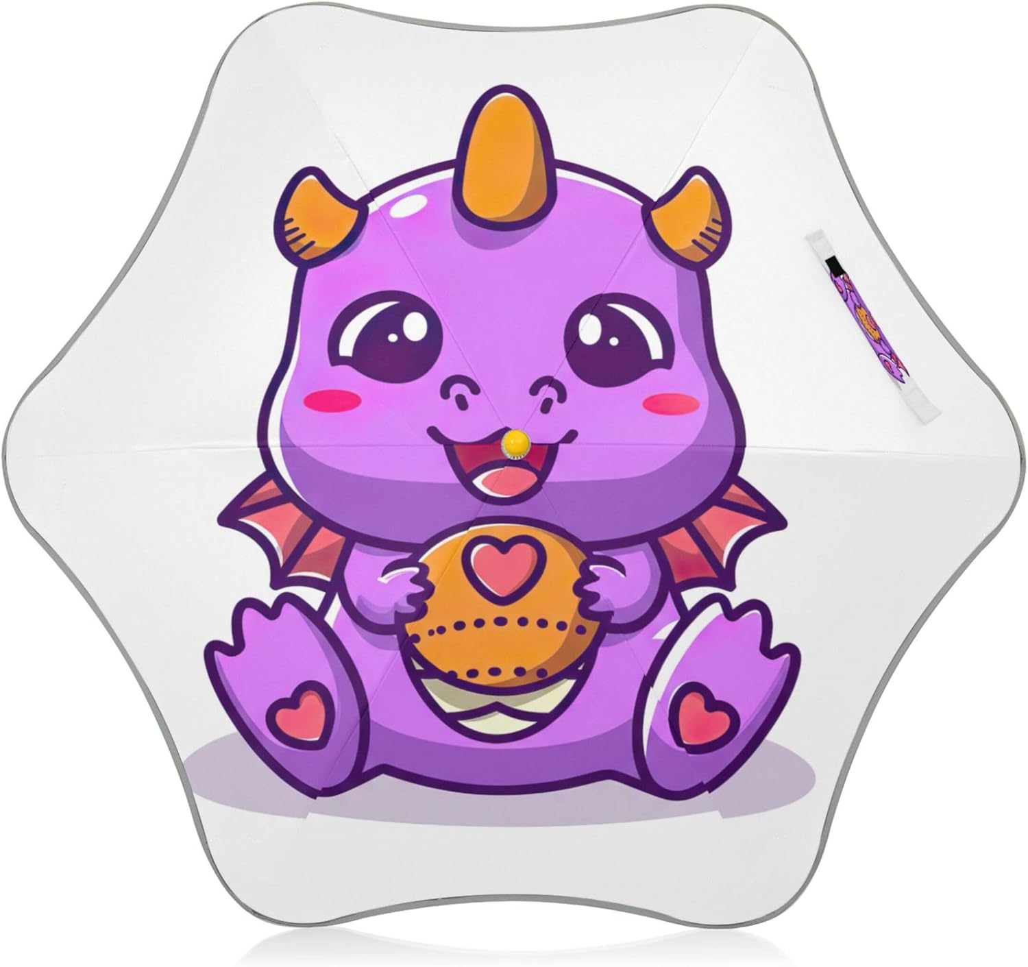 Joisal Fun Kids Umbrella for Girls Large UPF 50+ Sun Umbrellas Uv Protection Reflective Stick Boy Umbrellas for Rain Cute Purple Dragon Cartoon 90x65cm / 35.5x25.6in
