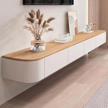 Floating TV Unit Floating TV Stand Cabinet Floating TV Cabinet with Doors in Media Wall Unit Floating TV Shelf for Living Room, Dining Room, Bedroom