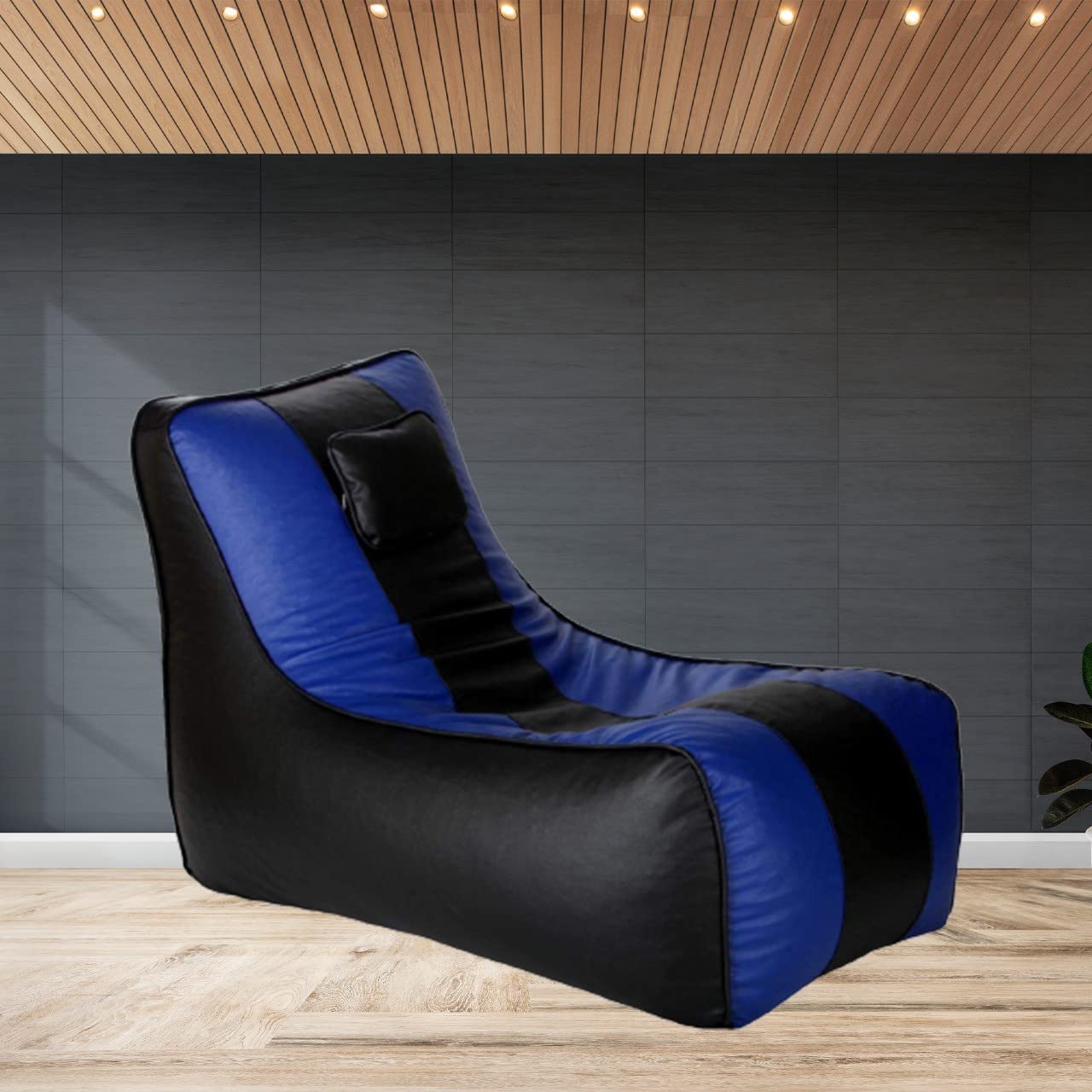 GUNJ Jumbo Lounger Bean Bag Cover (Without Beans) (Black, Blue)-image-13