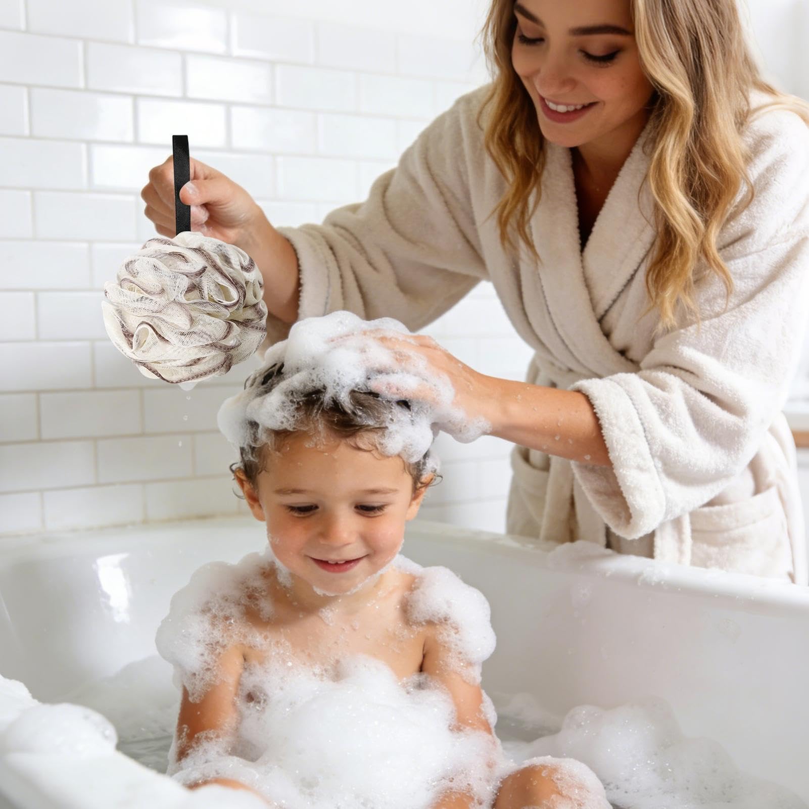 Gąbka Loofah, delikatna pianka z drobnej siatki, duża gąbka pod prysznic, dla kobiet, mężczyzn, rodziny, podróży, łazienki, spa, domu, hotelu