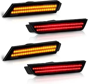 4PCS Side Marker Signal Lights Reflectors Amber Red Lens For - Foto 2