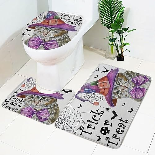 Miniatura 2 de Juego de 3 alfombras de baño de color amarillo dorado, juego de tapetes de baño con rayas blancas doradas, antideslizantes, superabsorbentes, de
