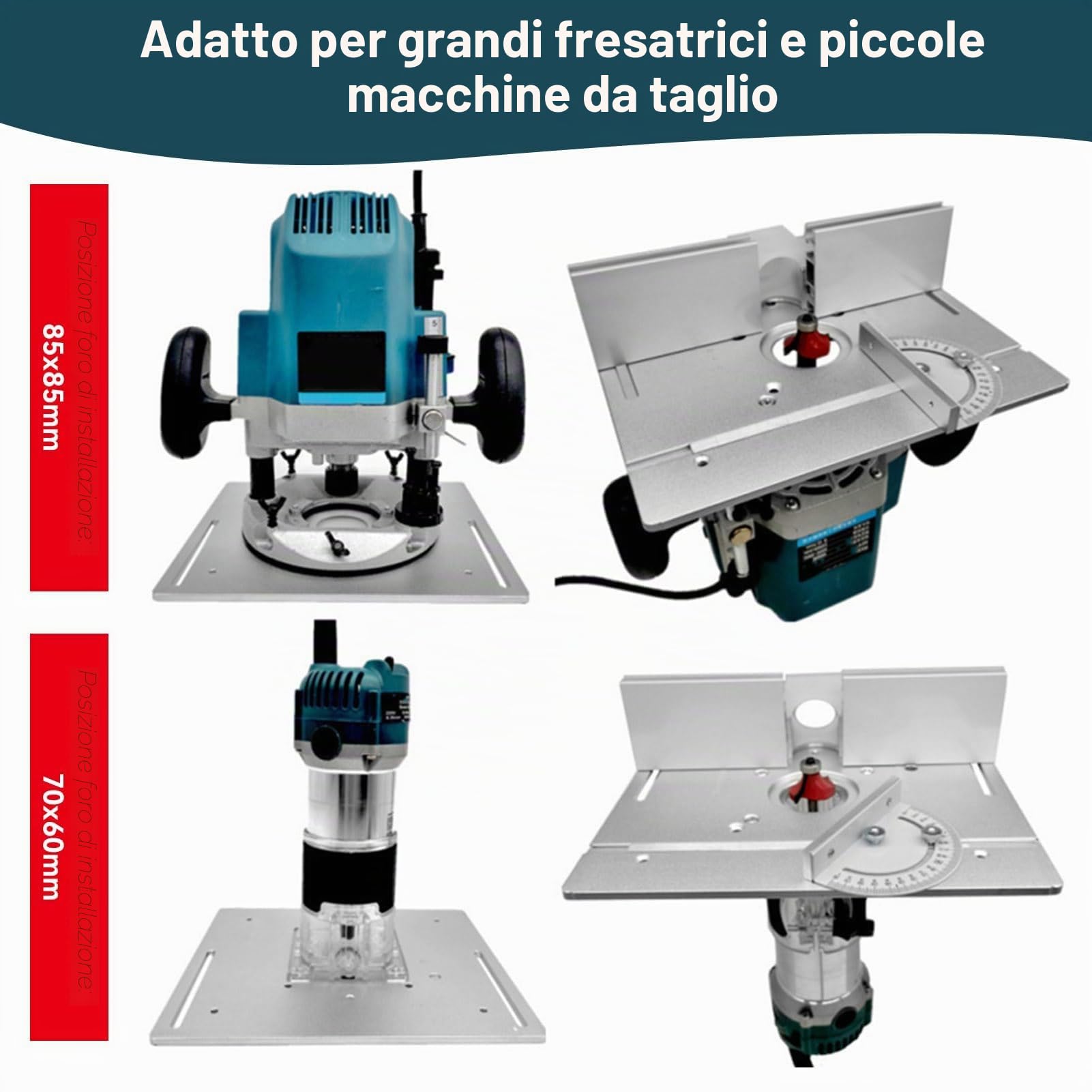Piastra di inserimento per tavolo fresatrice, 2 in 1 piano ribaltabile da banco per lavorazione del legno per fresatrice/rifilatrice elettrica