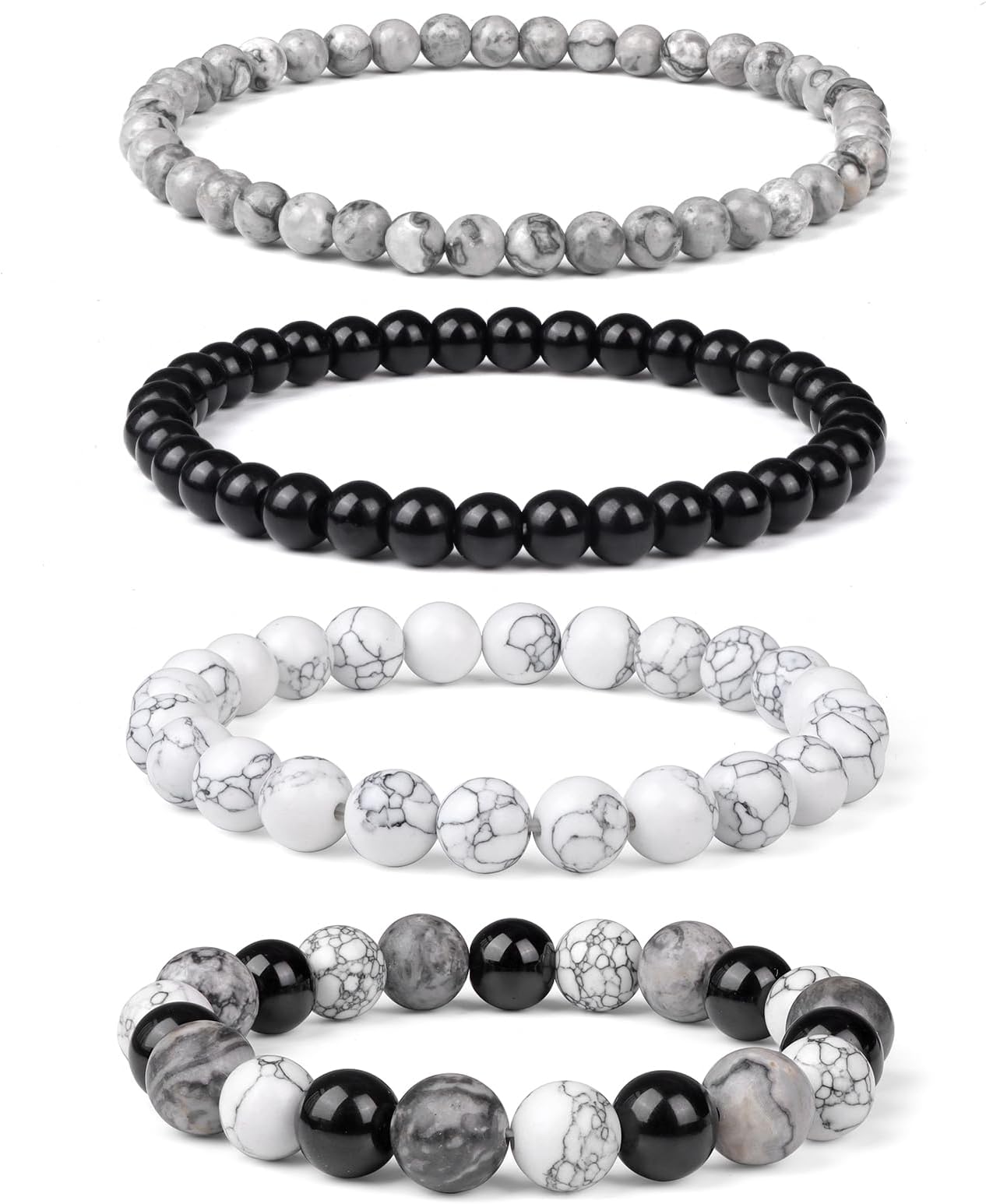 4pcs Beaded Bracelets for Women,Natural Healing Crystal Gemstones Bracelet,Anxiety Stress Relief Bracelet Handmade purple Jewelry Gifts for Women