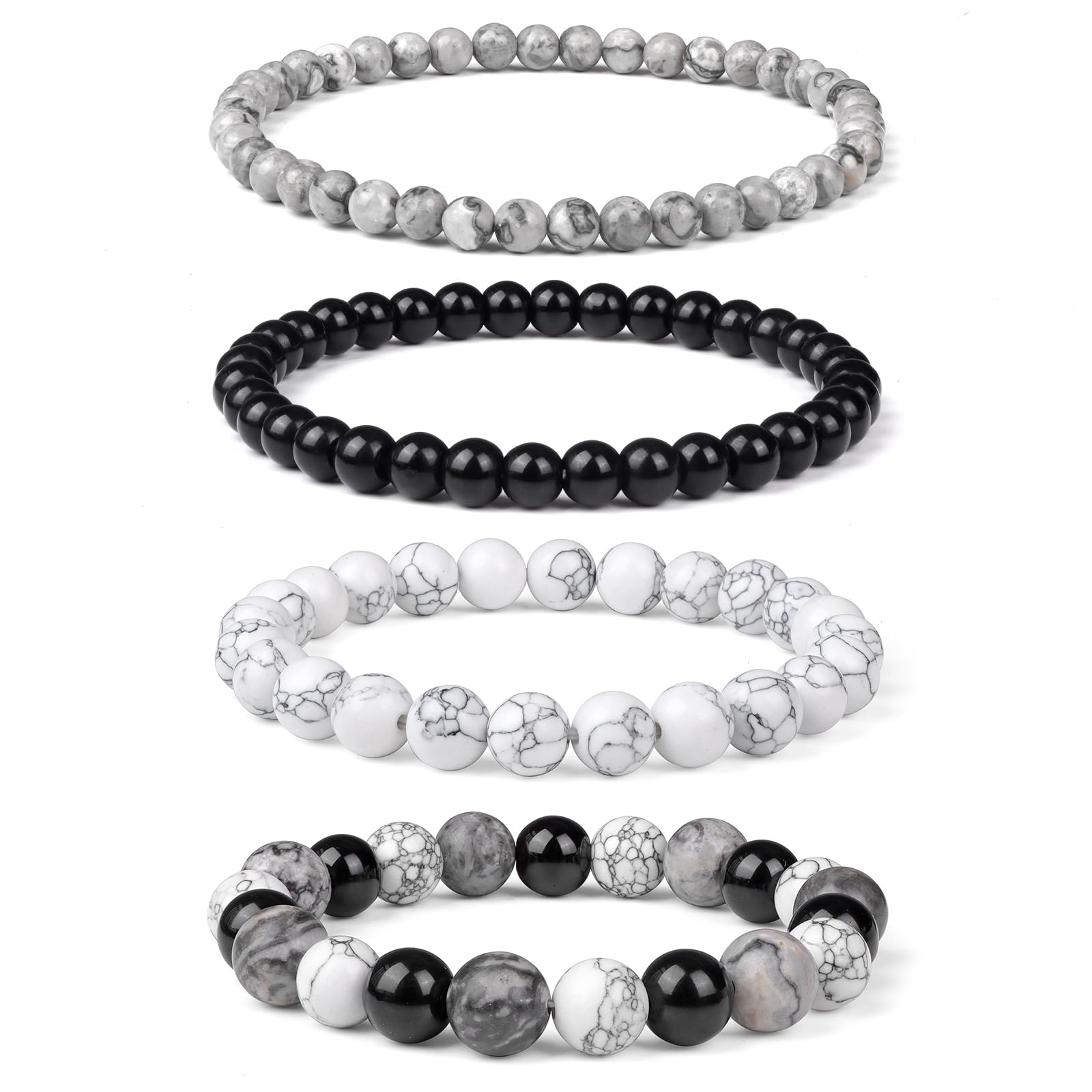 Vinswet4pcs Beaded Bracelets for Women,Natural Healing Crystal Gemstones Bracelet,Anxiety Stress Relief Bracelet Handmade purple Jewelry Gifts for Women