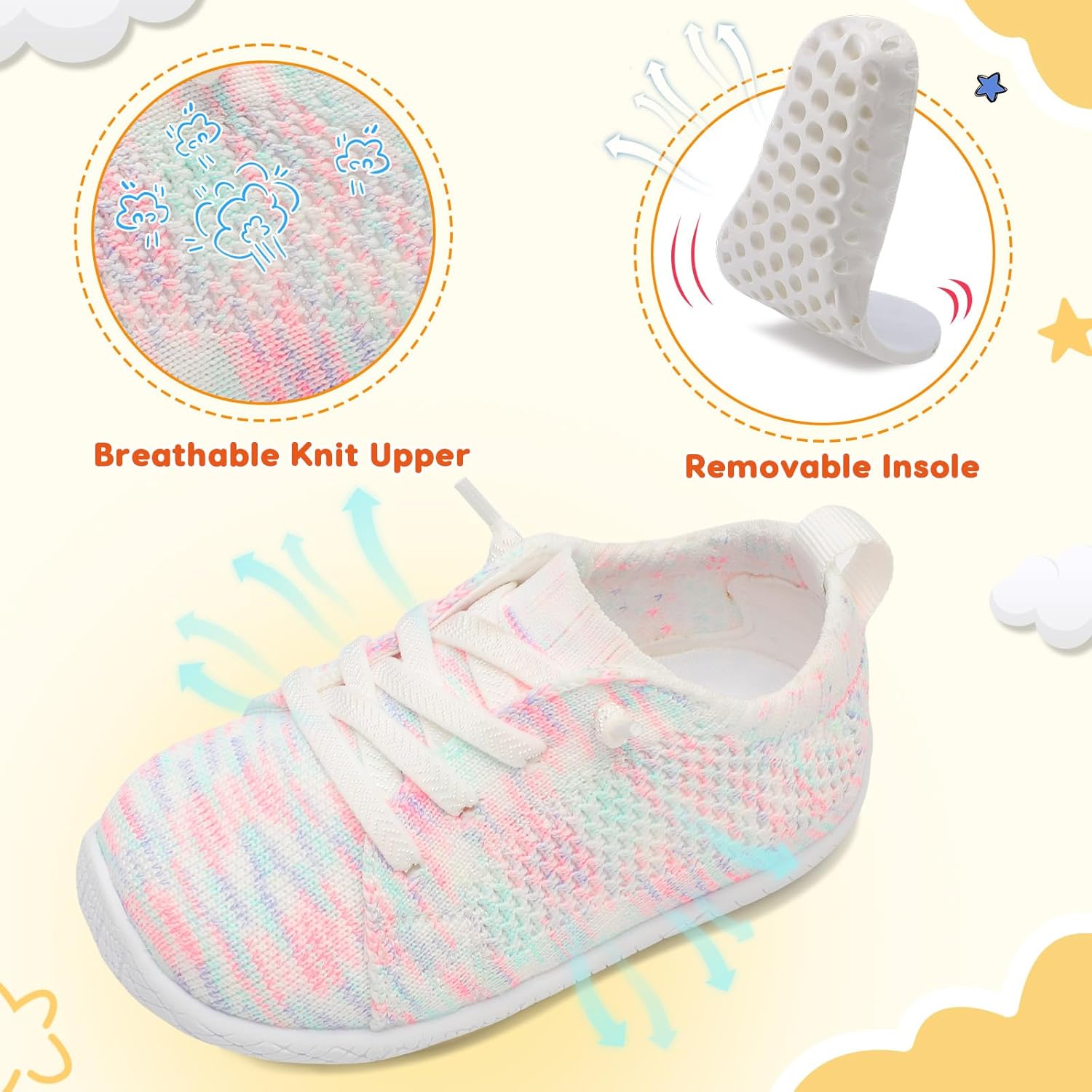 LeIsfIt Toddler Walking Shoes Boys Girls Slip-On Barefoot Shoes Kids Breathable Sneakers Non-Slip Lightweight Tennis Shoe - Image 4