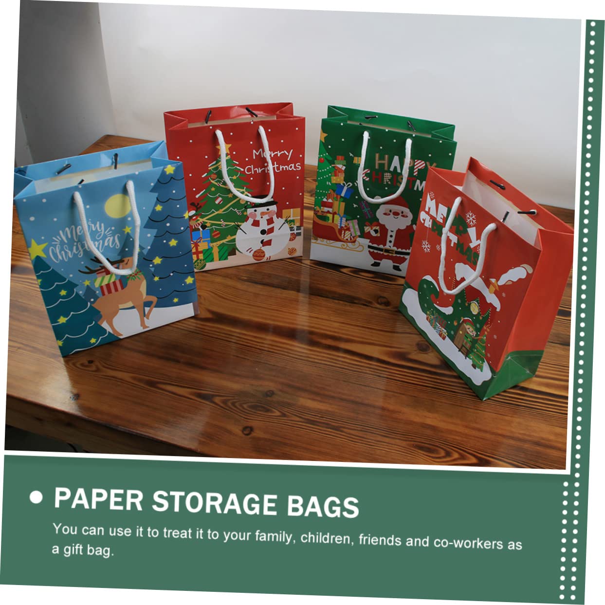 Didiseaon 12pezzi Sacchetti di Natale di Carta per Alimenti Stampa Natalizia per Conservare Biscotti e Caramelle Sacchetti Regalo Decorativi
