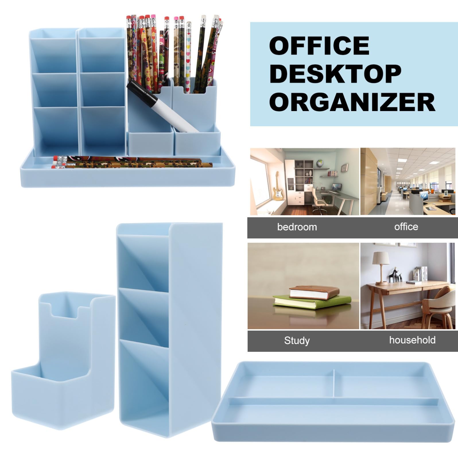 Alipis Organizador de Bolígrafos Vertical Multifuncional de ABS Compartimentos Variados para Almacenamiento Ordenado en Oficina y Ambientación de Habitación
