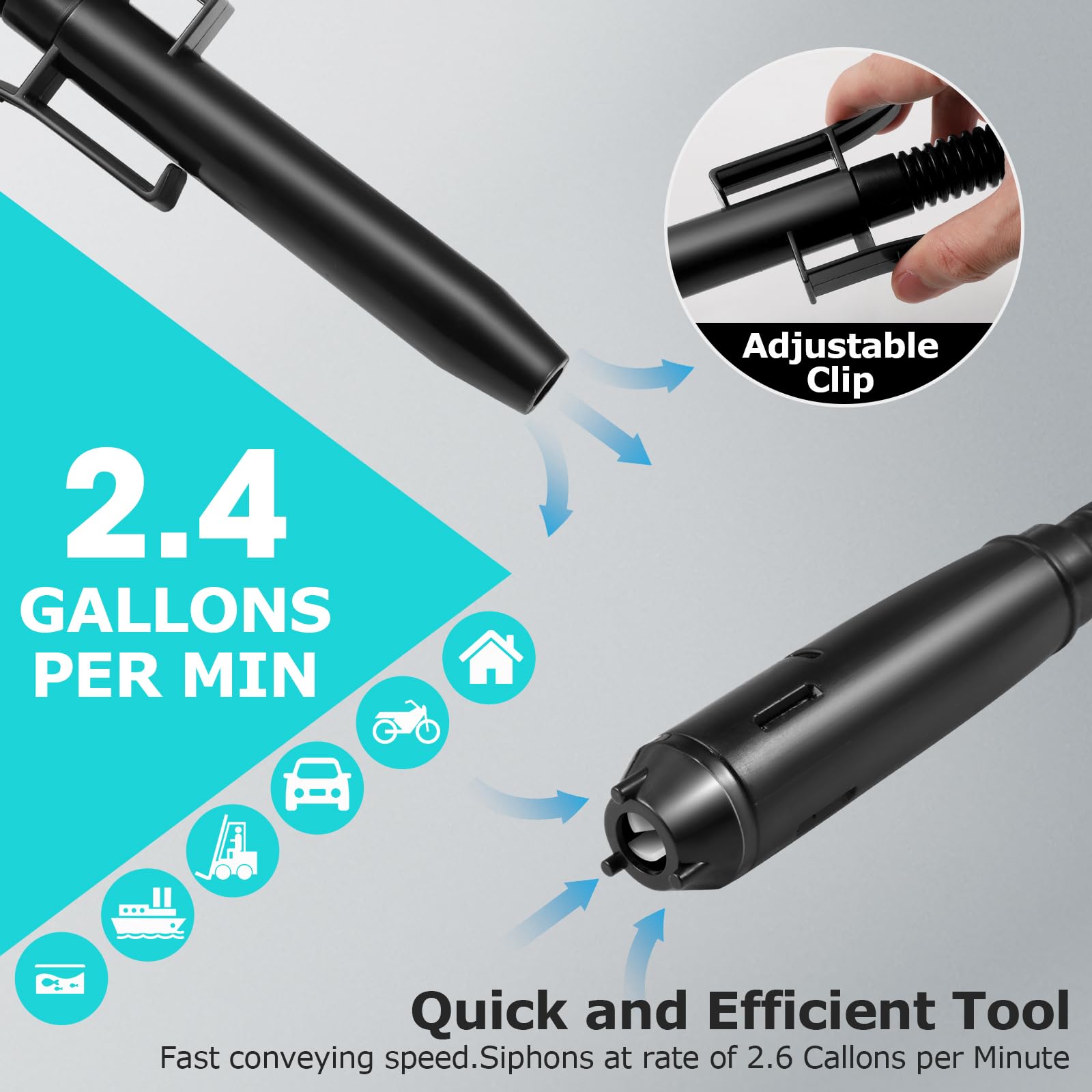 Pompe de Transfert de Liquide Portable Pompe Electrique - Pompe à Bidon Électrique Portative à Siphon - Pompe à Eau 2,4 gal/min - Utilisable dans le Garage, les Aquariums, à la Maison