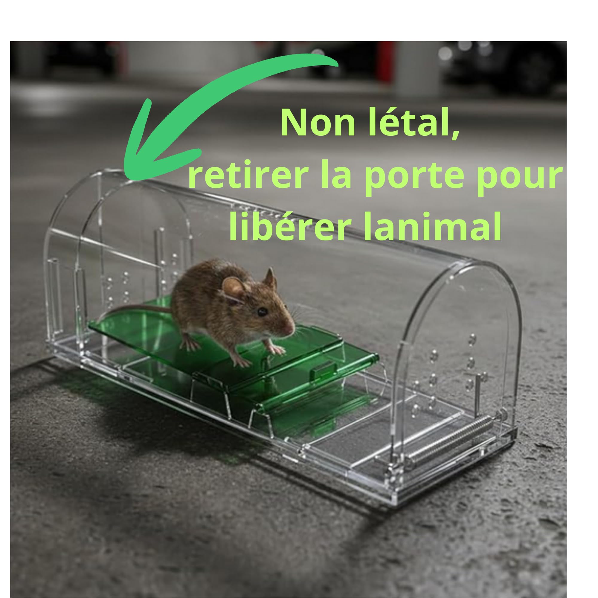 Piège à Souris vivantes Lot de 2 - boîte d'appât avec trous de ventilation et porte de sortie - Usage Intérieur et Extérieur Réutilisable