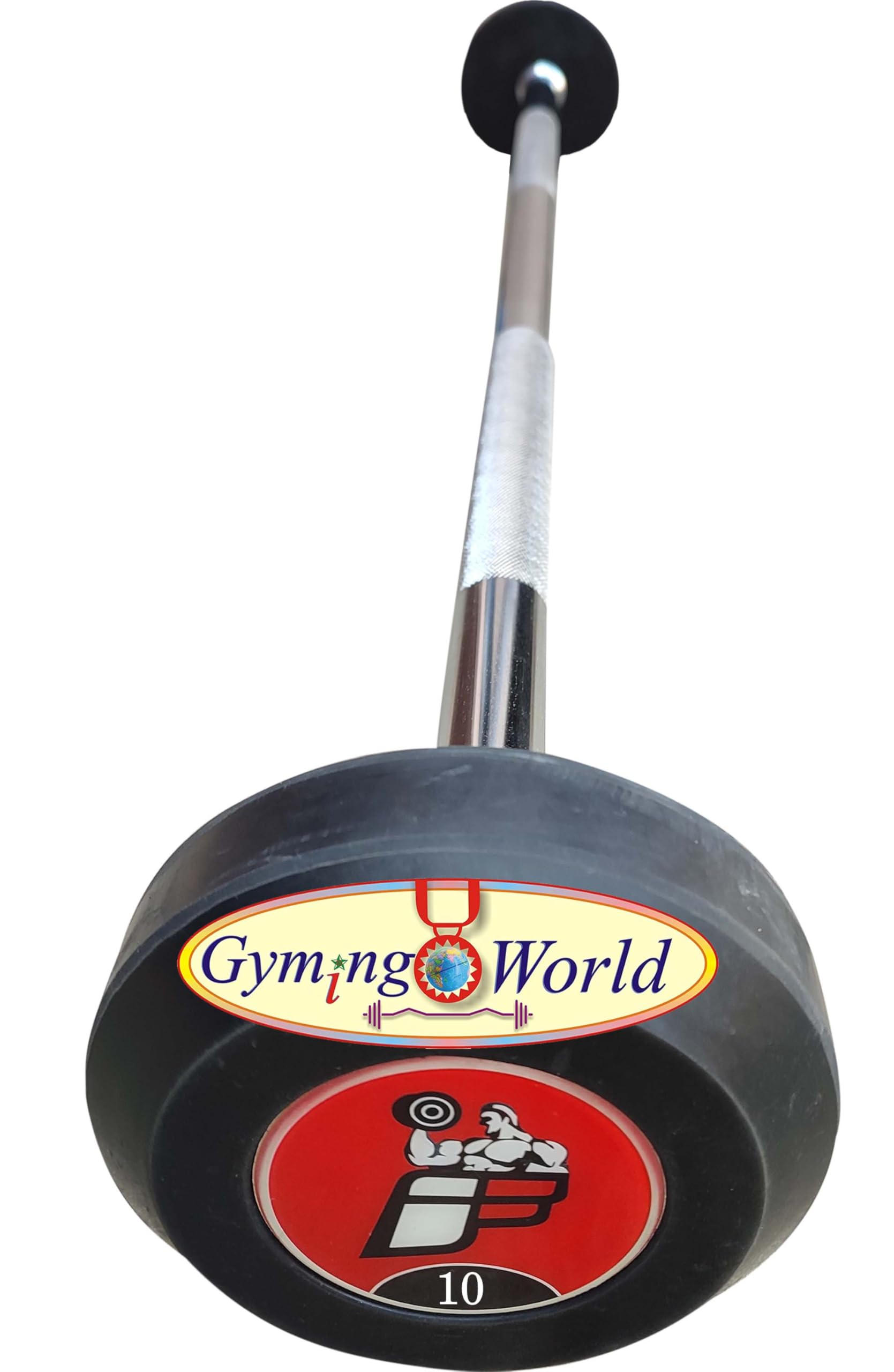 gyming world® fixed barbell, rubber fixed weight straight barbell 30 mm thickness | 4 feet length | for home workout, gym (10 kg)