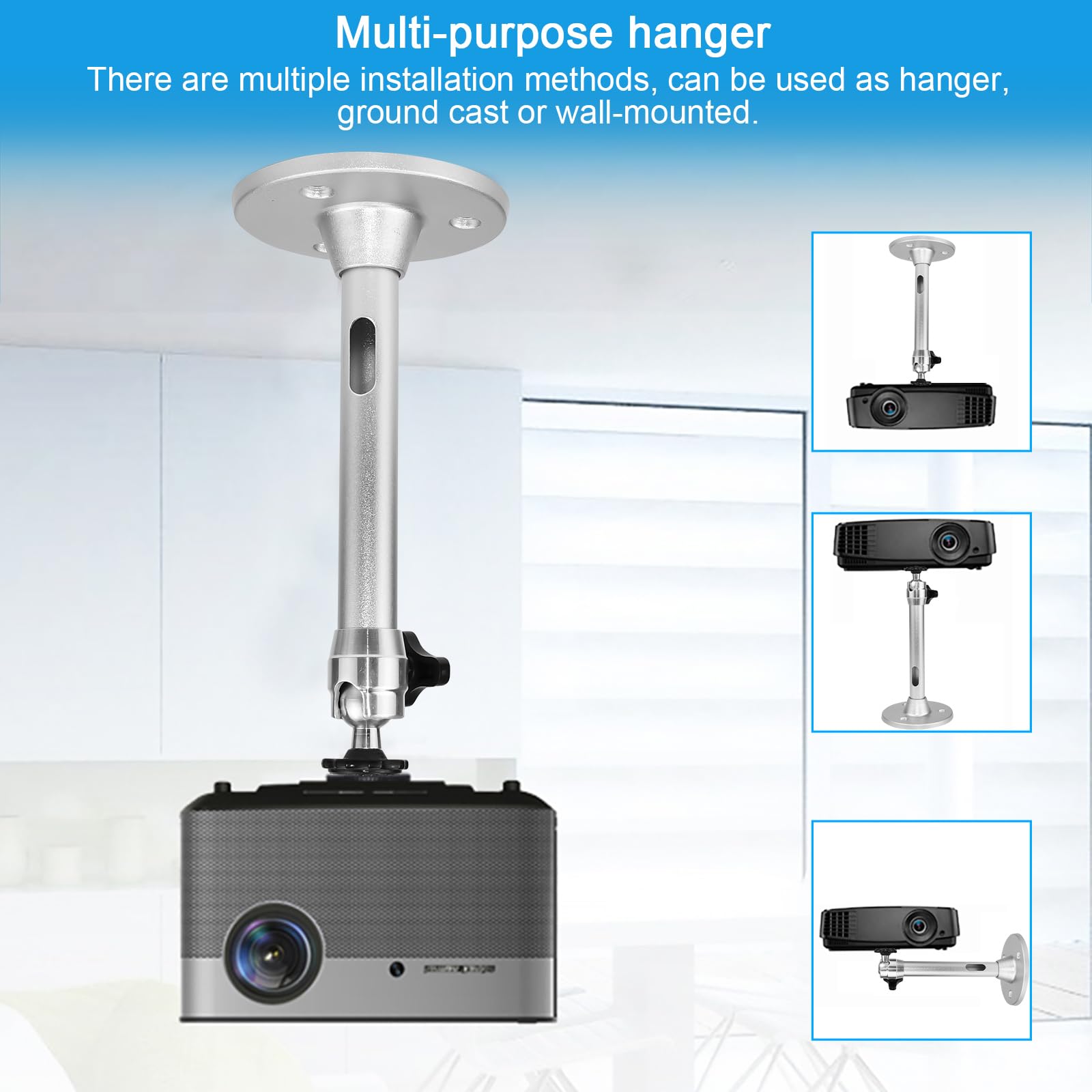 Supporto Proiettore Soffitto/Parete RMENOOR - In Lega Alluminio Regolabile 360° Per Mini Proiettori - Foto 7