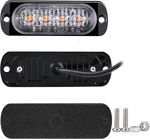 Miniatura 5 de Brliantux Lámpara LED de advertencia intermitente lateral de 12-24 V, barra estroboscópica de emergencia (blanco, 4LED)