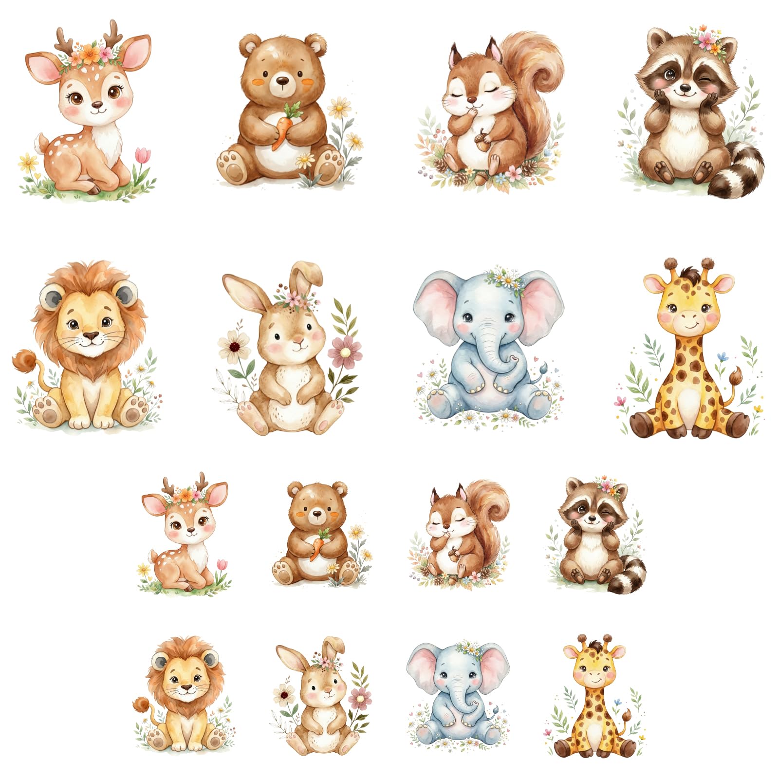 ANATTASOUL 16Pcs Watercolor Animals Iron on Transfers for T-Shirt DIY Craft — image 1