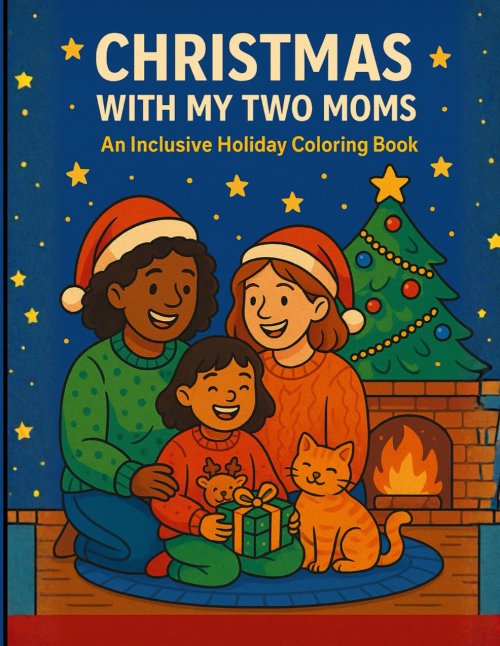 Christmas With My Two Moms: Inclusive Holiday Coloring Book for Kids Ages 3-10: A heartwarming LGBTQ+ family coloring book for the holiday season