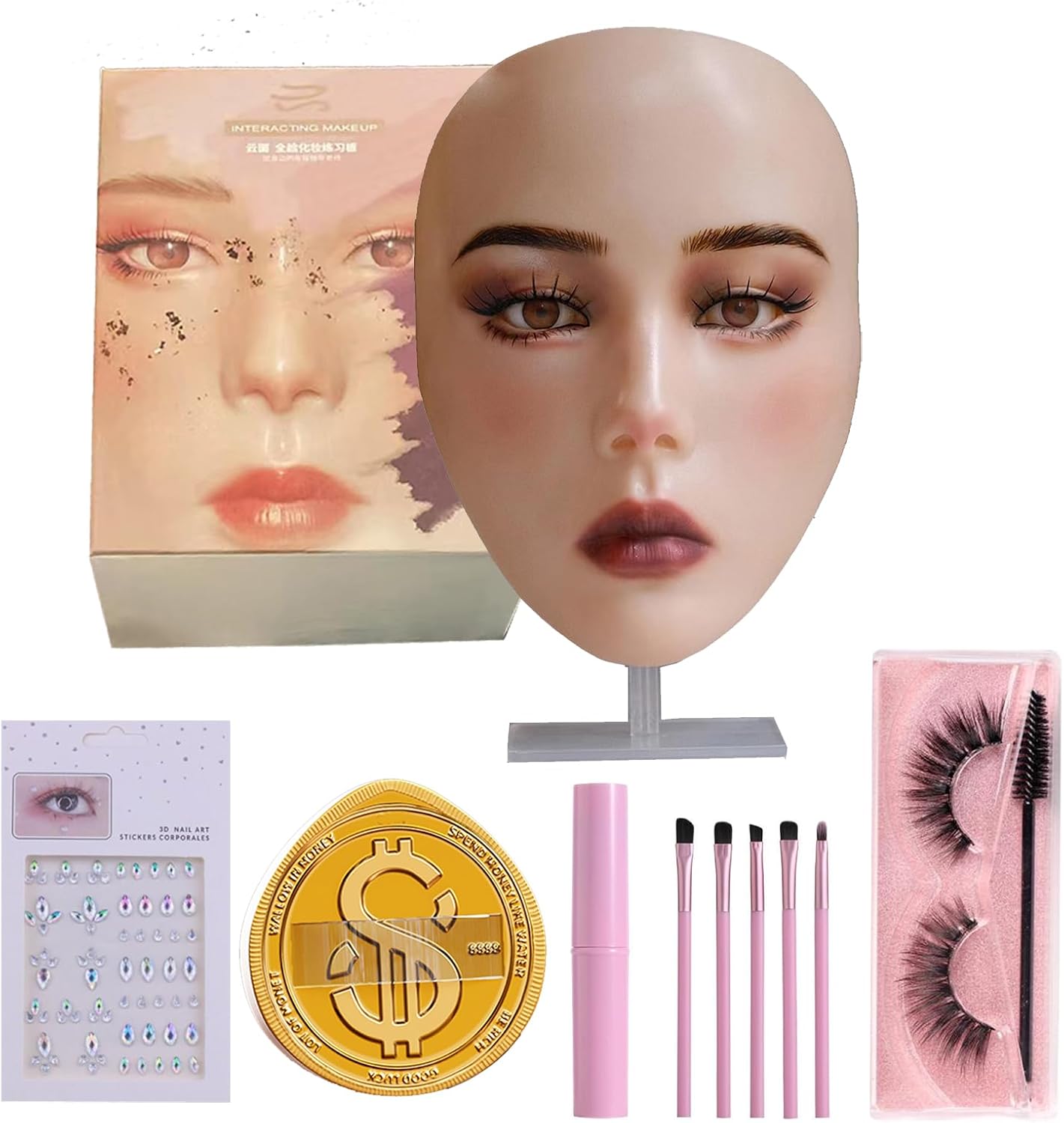 5D White Face Paint Makeup Practice Board,Professional