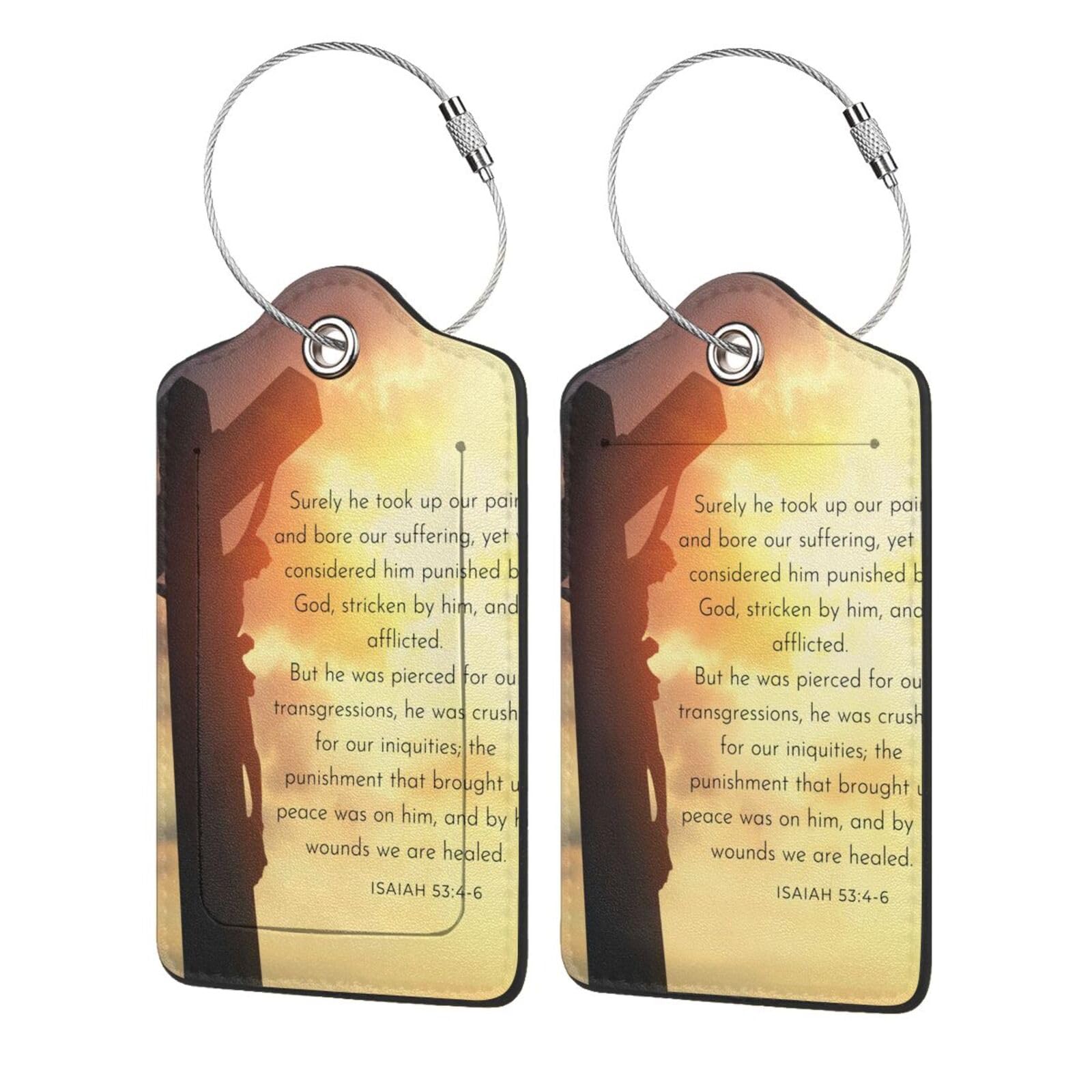 Jeremiah 33:6 Gepäckanhänger für Koffer, PU-Leder, Sichtschutz, Taschenanhänger, Reiseutensilien, Muster 2, 4 Pack