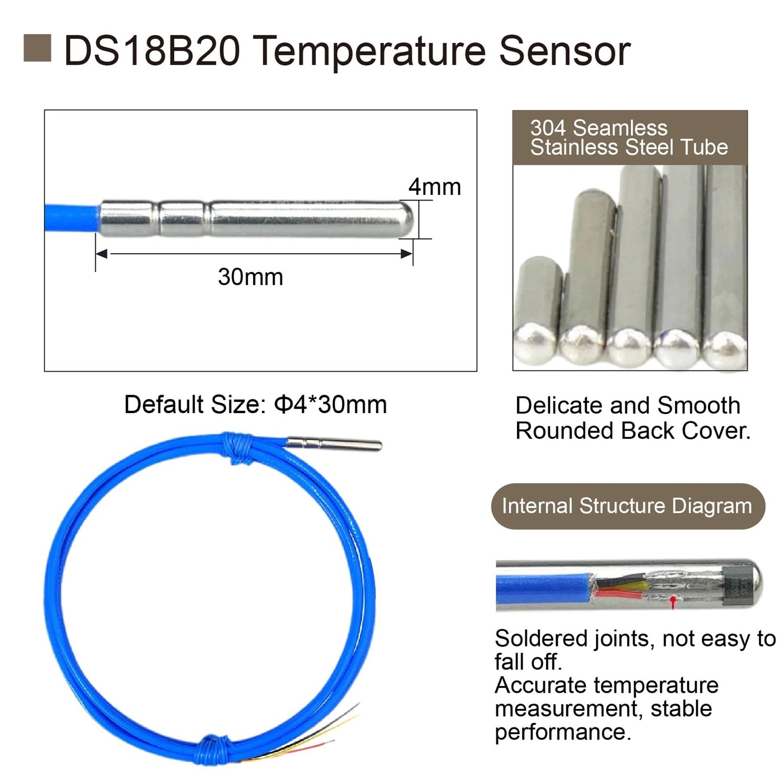 Cyfrowa wodoodporna sonda czujnika temperatury, kabel PTFE ze stali nierdzewnej, wysoka precyzja olejoodporna temperatura przemysłowa