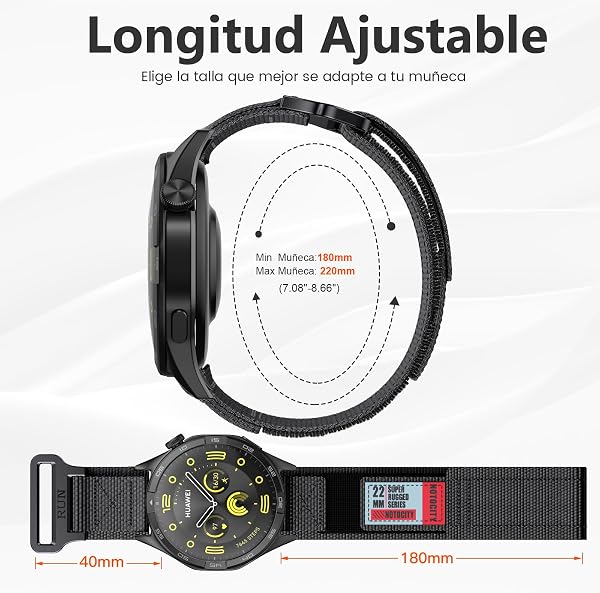 NotoCity Correa para Huawei Watch GT2/3/4/5/Pro 46mm/GT Runner, 22mm Nylon Banda para Samsung Galaxy Watch 3 45mm/Galaxy Watch 46mm/Gear S3 Classic - 4