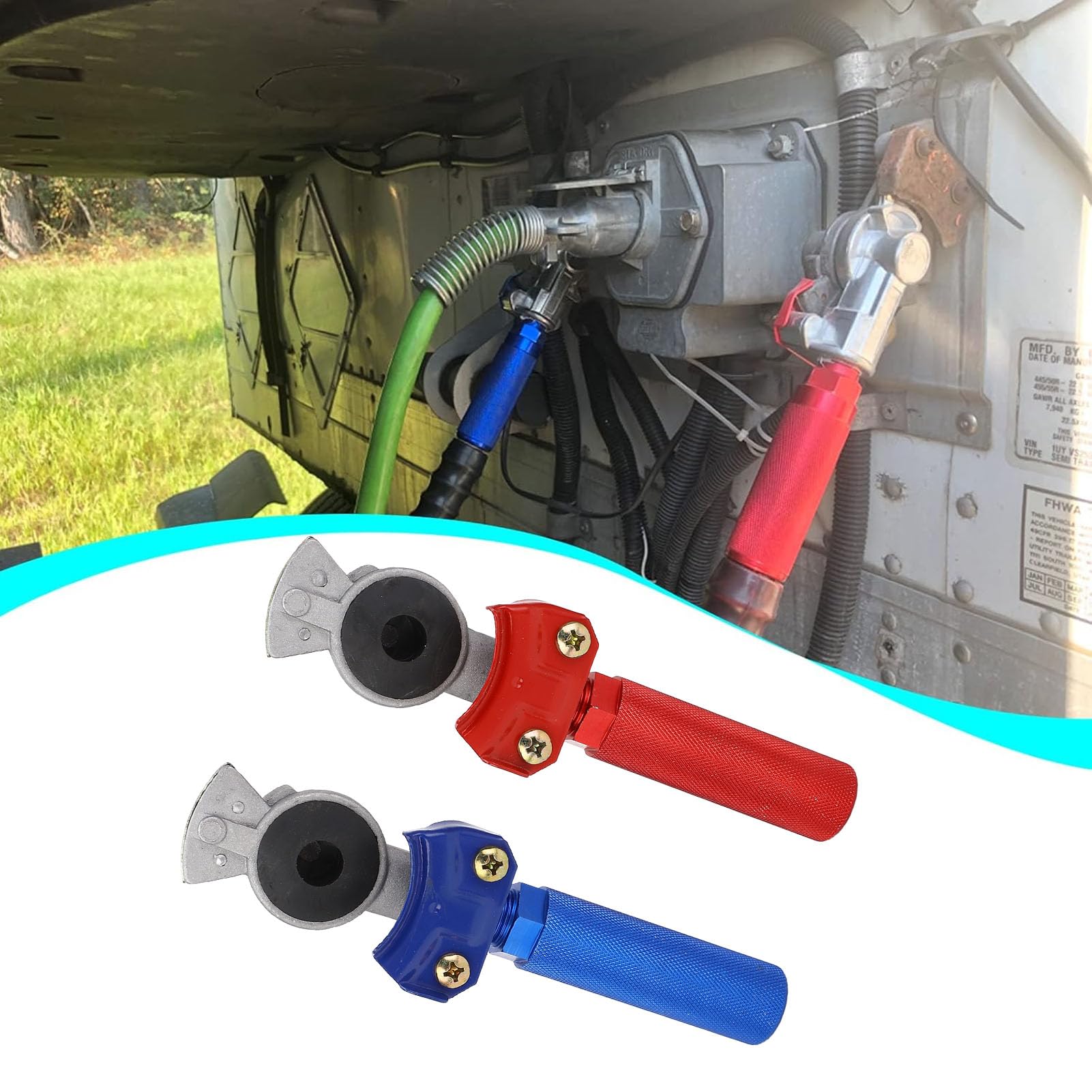dsheng Glad Hands Grips Lot de 2, Kit de Poignées D'extension Gladhand Haute Résistance, Couplage de Frein à Air, Poignée de Main Glad Hands Set Rouge et Noir anodisé pour Semi-Camion RV