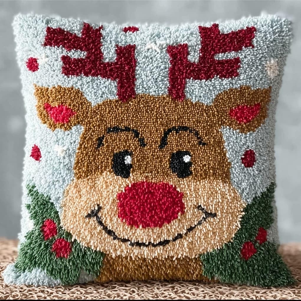 WallustrioaW Latch Hook Kit 43x43cm,Cute Deer