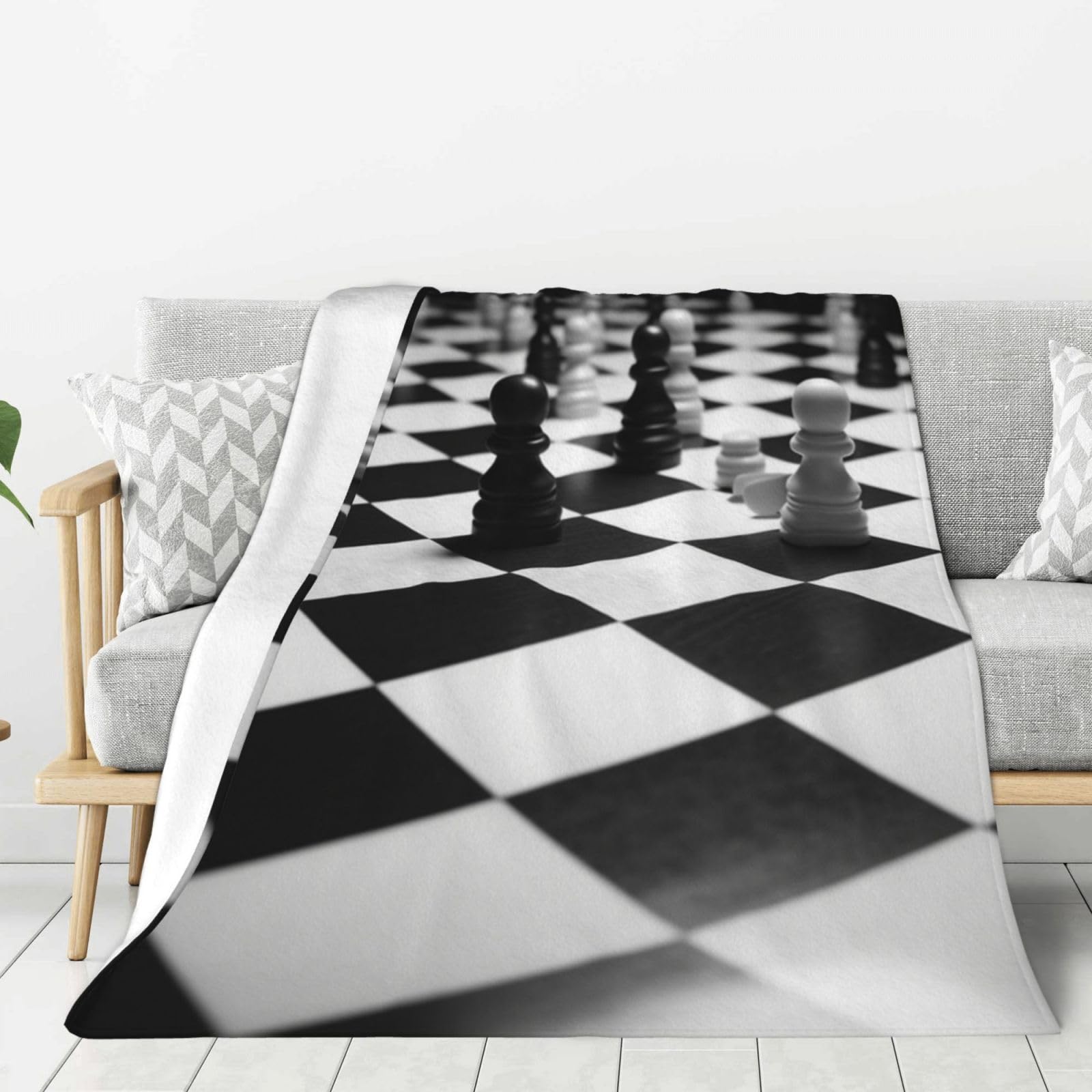 Couverture en flanelle à carreaux 152x127 cm pour lit et canapé