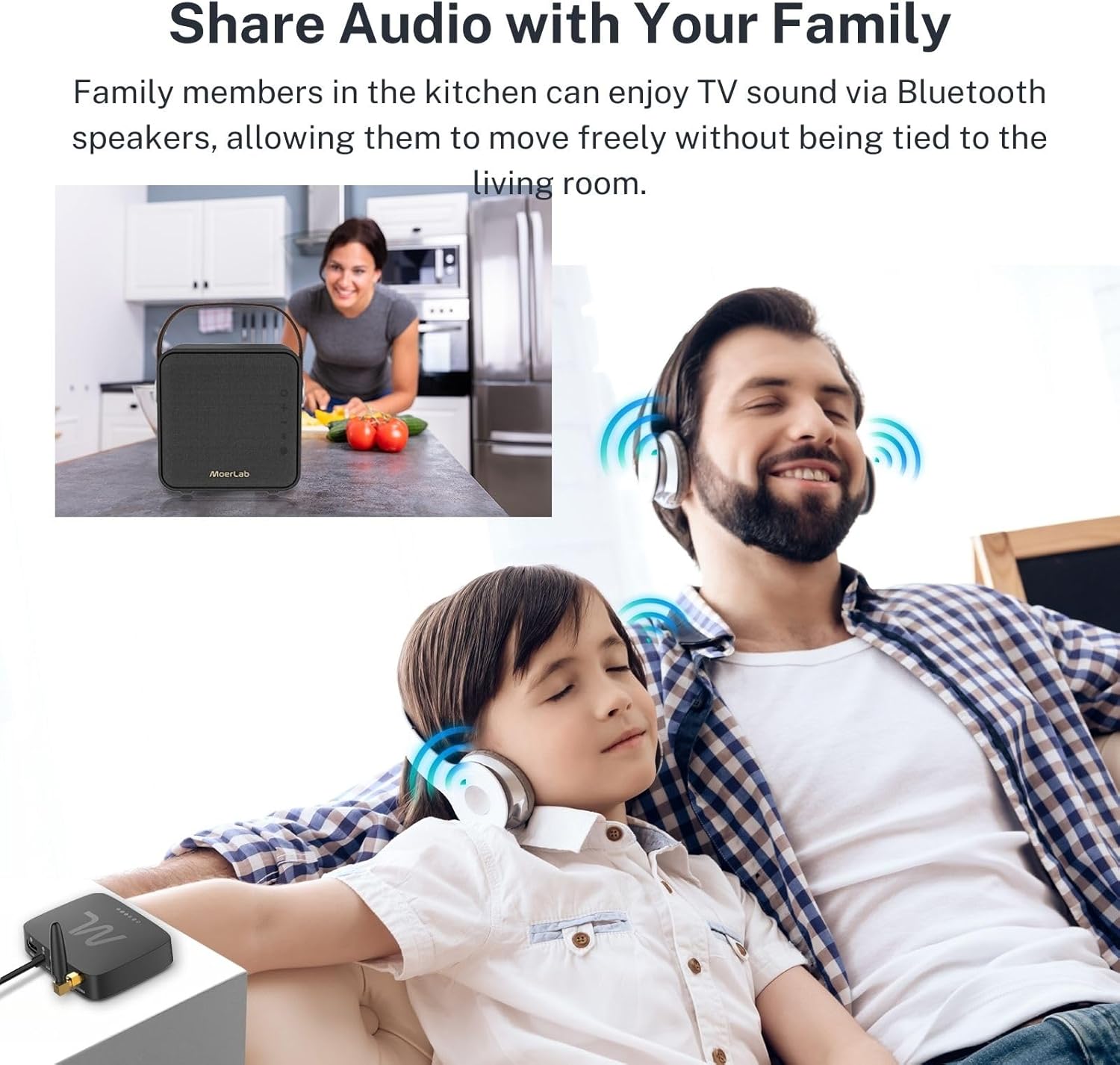TV hearMore Bluetooth Auracast オーディオトランスミッター