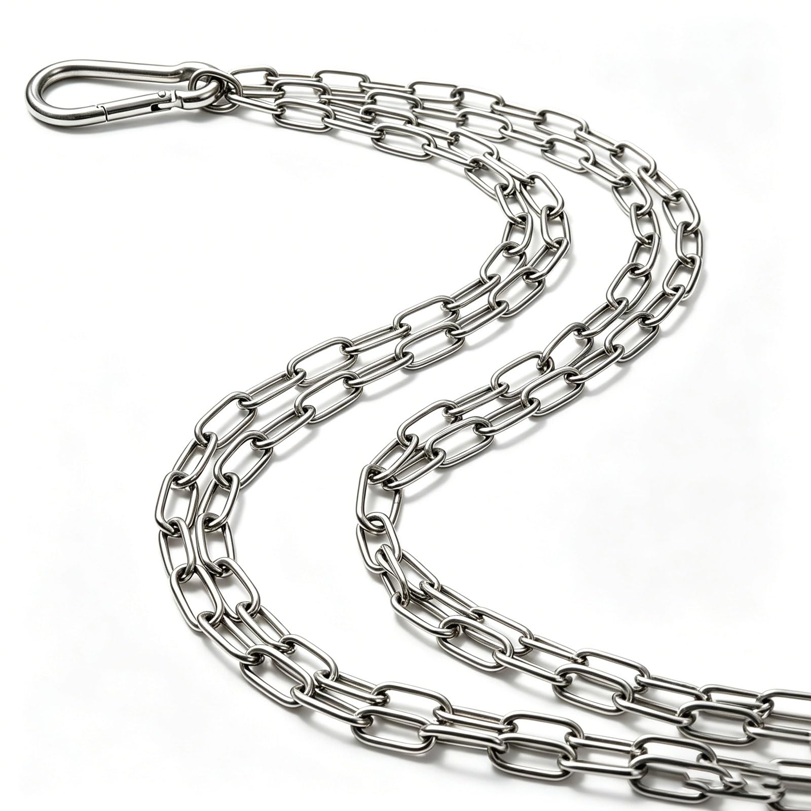 Chains,2mm 6M Stainless Steel Chain Link with Carabiner,Metal Chains for Garden Garage Doors Bikes,Swings & Clotheslines