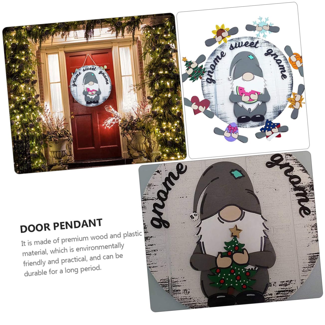 Alipis Unique Gnome Doorplate Wooden Door Hanging Ornament Home Decor Entryway Decor Diy Door Sign