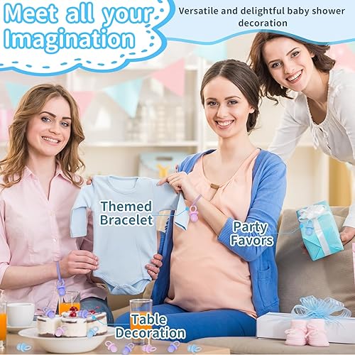 Miniatura 6 de Chupetes para baby shower, 150 mini chupetes para baby shower, lindos chupetes de plástico para juego de baby shower, decoración DIY, revelación de