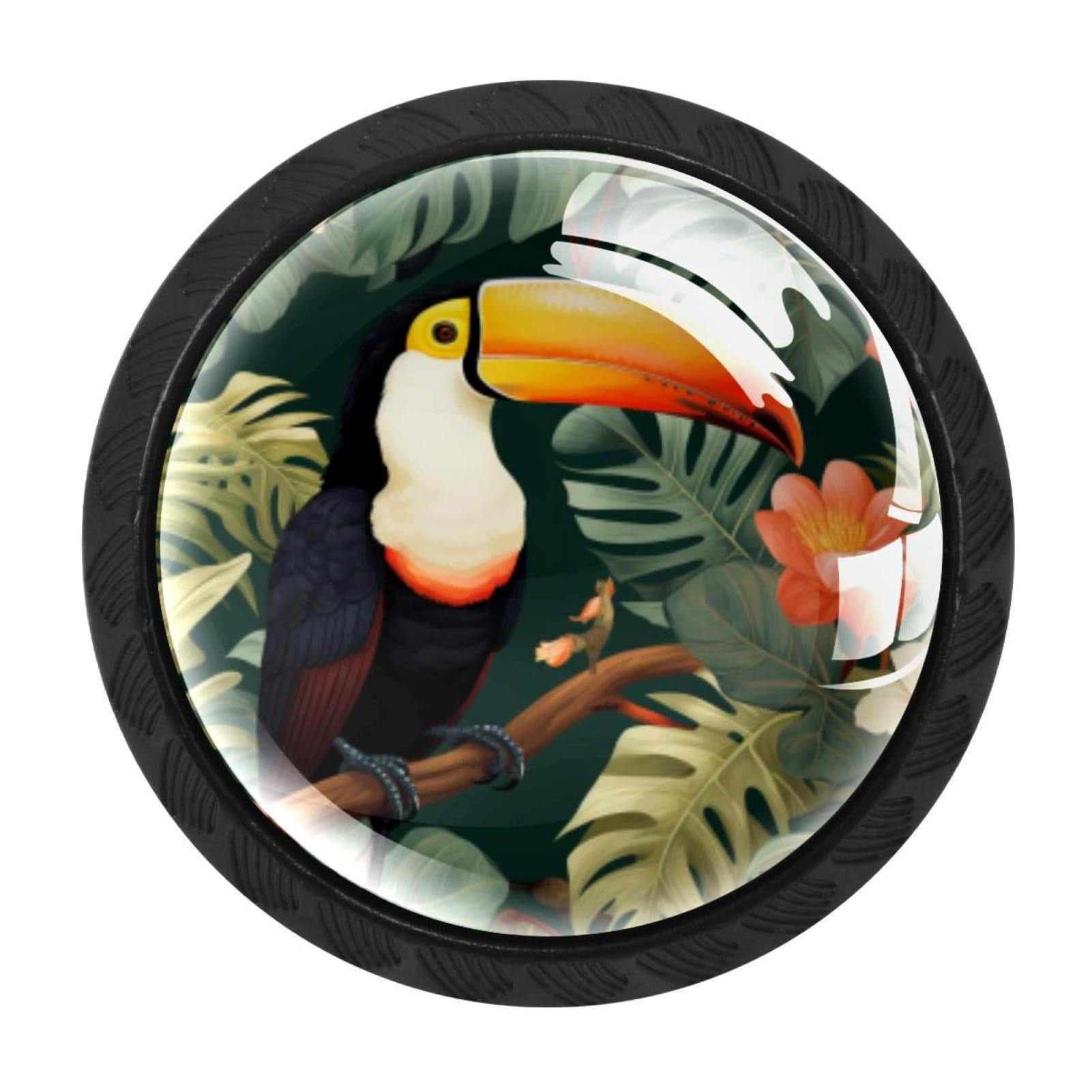CHENZZZZ Toucan Drawer Knobs Pull Handle Crystal Glass Circle Shape Cabinet Drawer Pulls Cupboard Knobs with Screws for Kitchen Cupboard Dresser Wardrobe etc