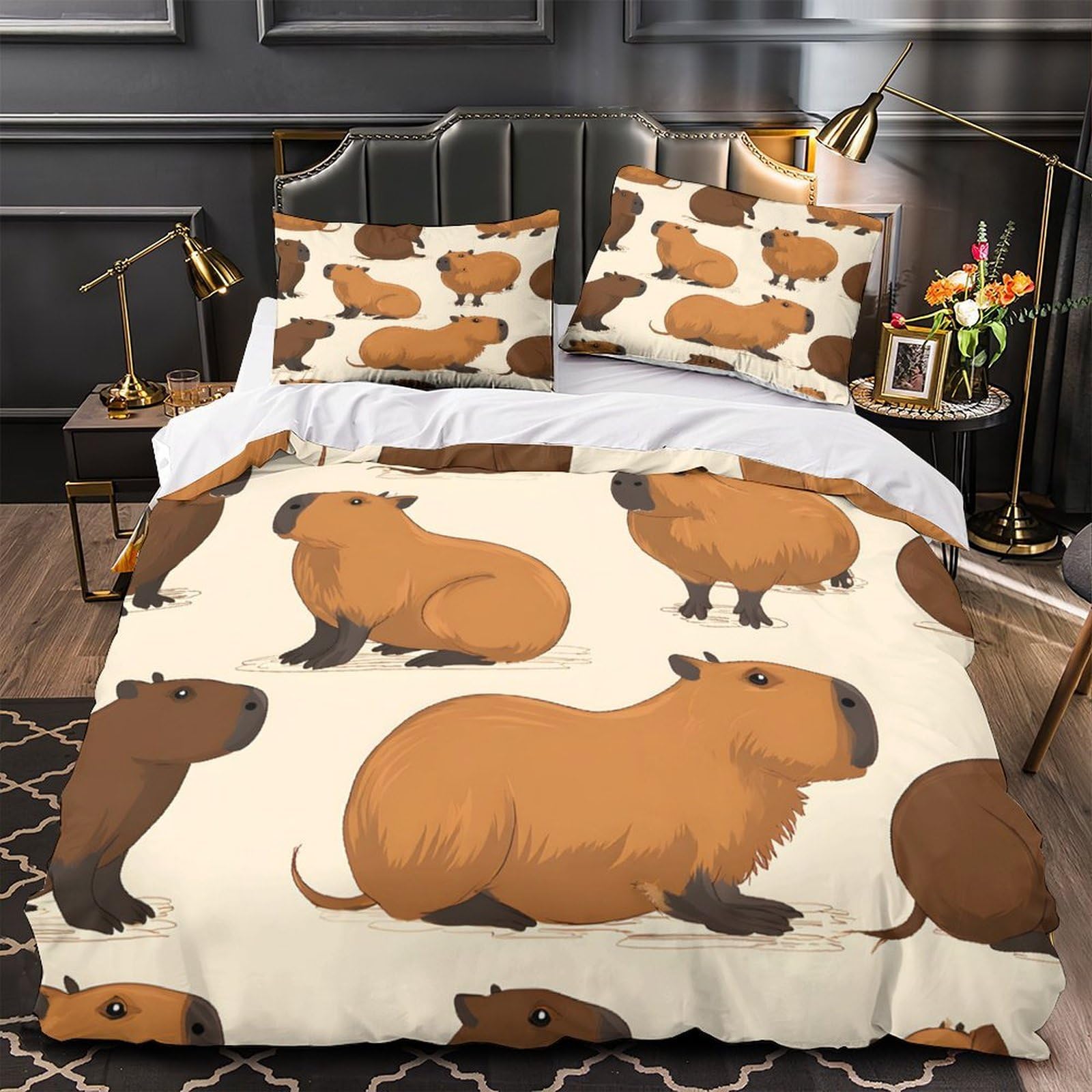 Housse de couette capybara 140x200cm le cadeau parfait en microfibre légère dessin animé