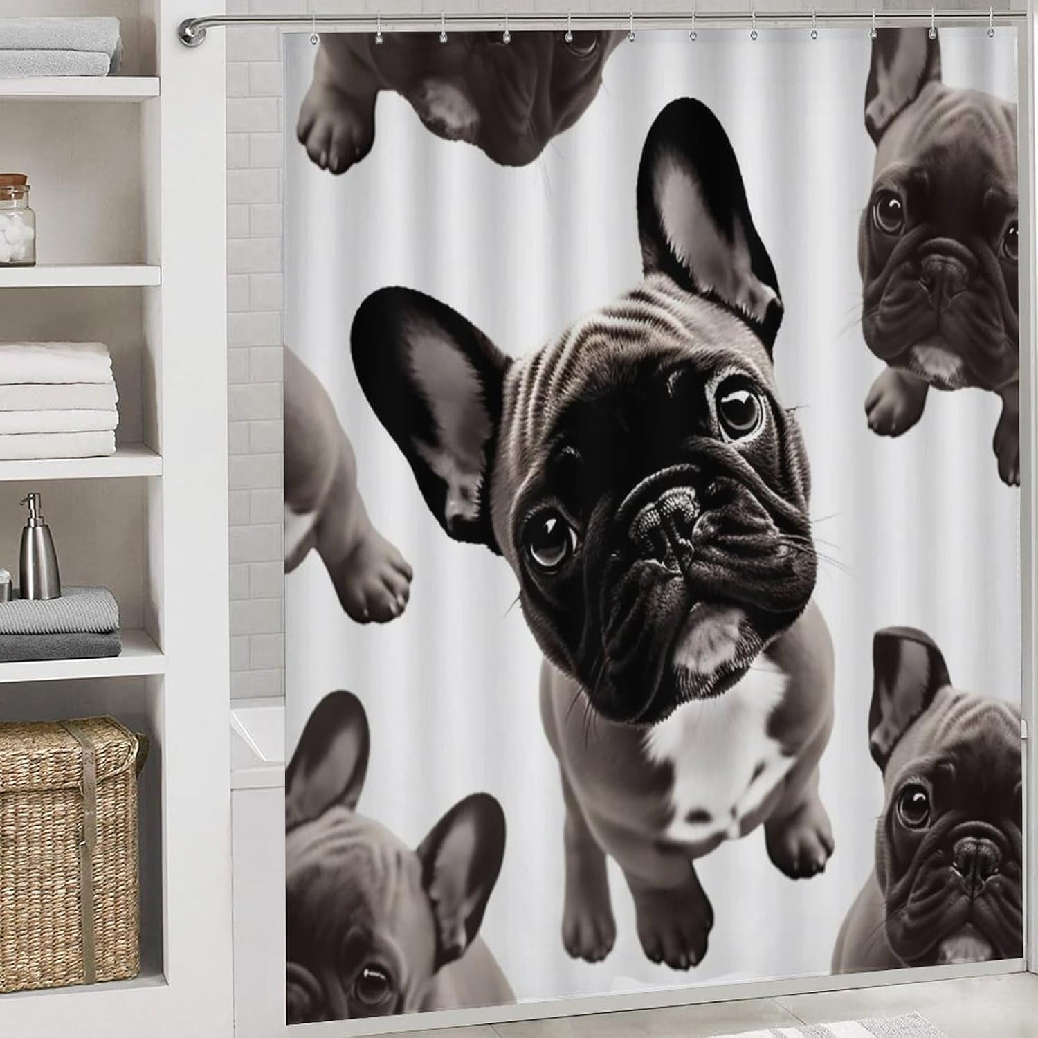 Four Piece Bathroom Set with Toilet Lid Cover and Non-Slip Rugs Minimalist Shower Curtain for Bathroom Set