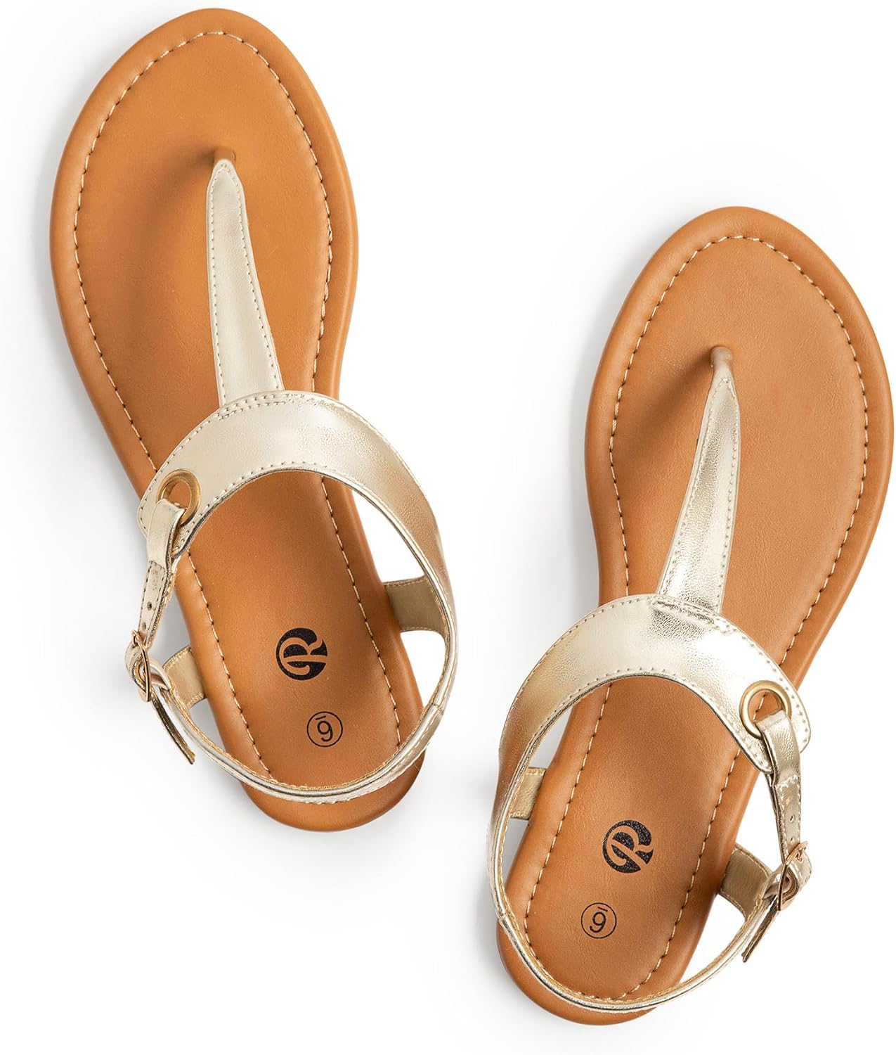 Rekayla Flat Thong Sandals with T-Strap and Adjustable Ankle Buckle for Women
