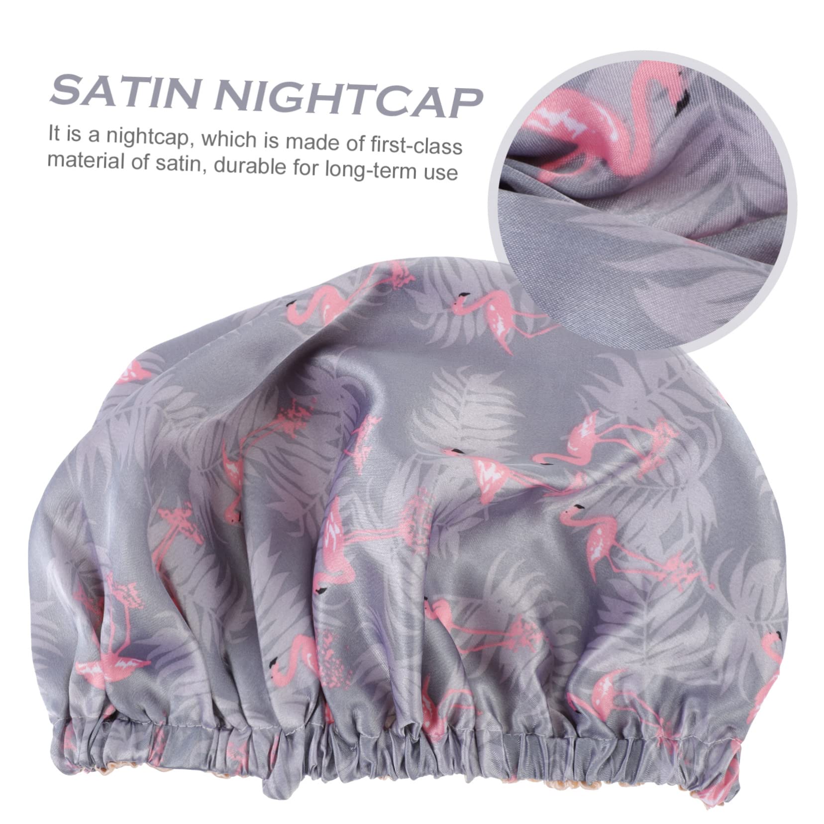Healeved 5pièces Bonnet De Nuit Satin à Double Pour Femmes Capillaire Et Confort Pour Sommeil La Maquillage Flamant