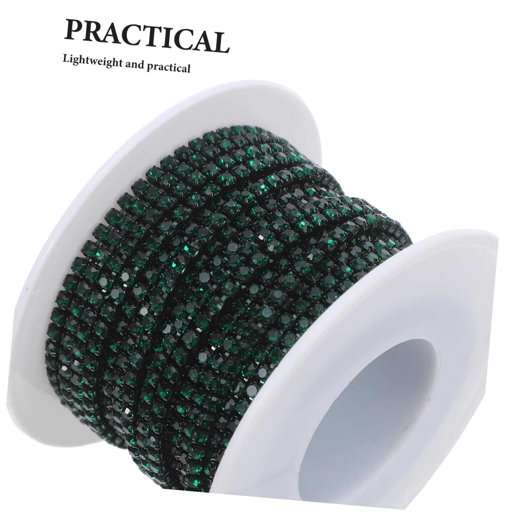 Sosoport Cadena de Gemas de Imitación 2 Mm 10 Yardas Verde Profundo, Rollo para Decoración de Prendas, Accesorios y Manualidades Diy, Cinta de Cuentas para Joyería, Ropa, Zapatos y Bolsos — view 3