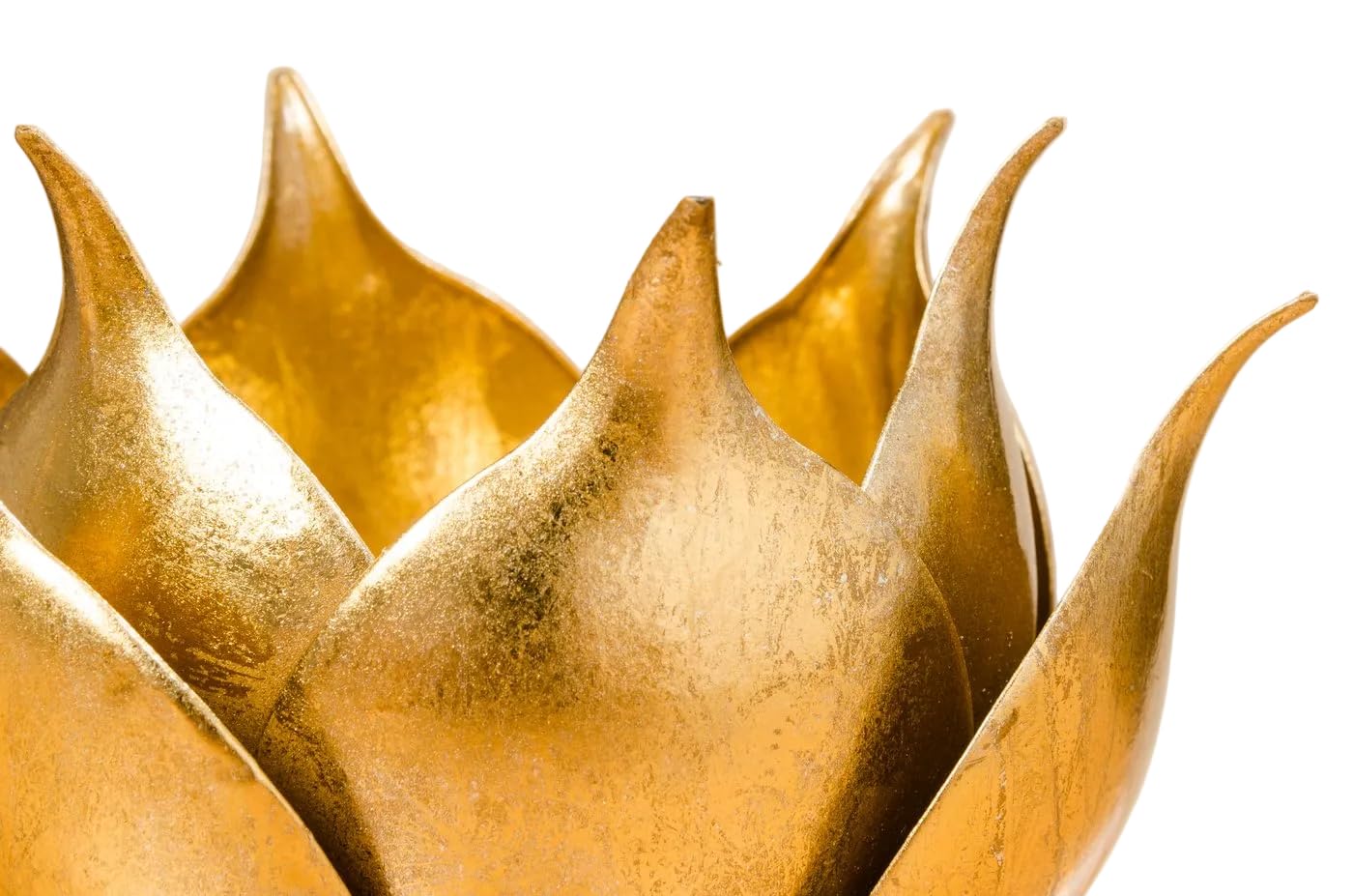 Lotus - Portavelas (metal dorado, 20 cm, hecho a mano)