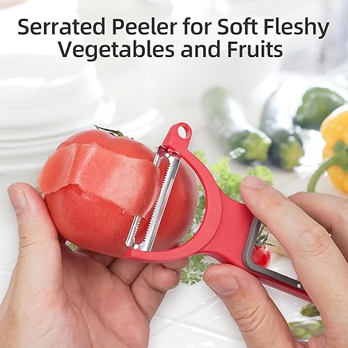 Miniatura 4 de M Jingmei Pelador de verduras, patata, manzana, fruta, zanahoria, pelador para cocina, pelador en Y con cuchillas giratorias de acero inoxidable,
