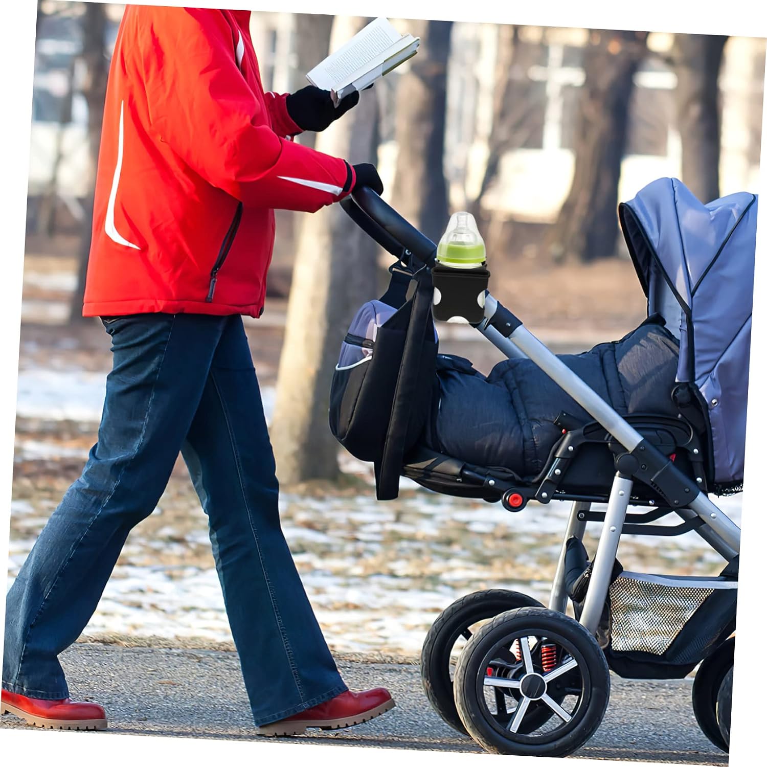 Milisten Cup Holder for Stroller Dual-Drink Bottle Carrier Phone Holder for Stroller Type