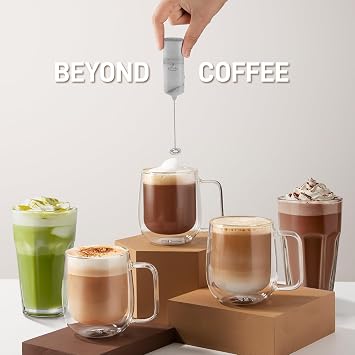 Mini & Mighty Milk Frother Wand Powerful Handheld Coffee Frother, Battery Operated Drink Mixer Compact Pocket Size Detachable Whisk for Latte, Cappuccino, Matcha, Hot Chocolate
