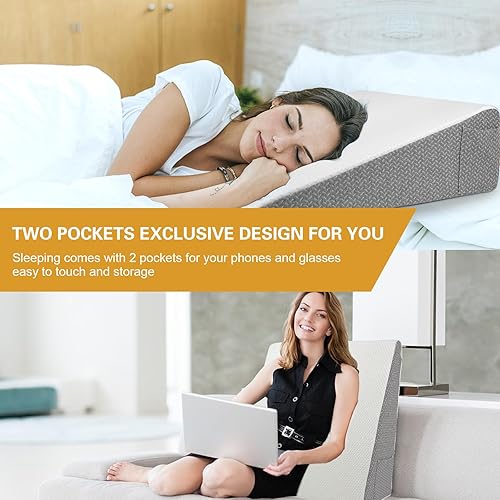 Miniatura 6 de Almohada de cuña de cama para dormir, almohada triangular de espuma viscoelástica para cabeza, espalda, soporte de rodilla, almohadas de elevación
