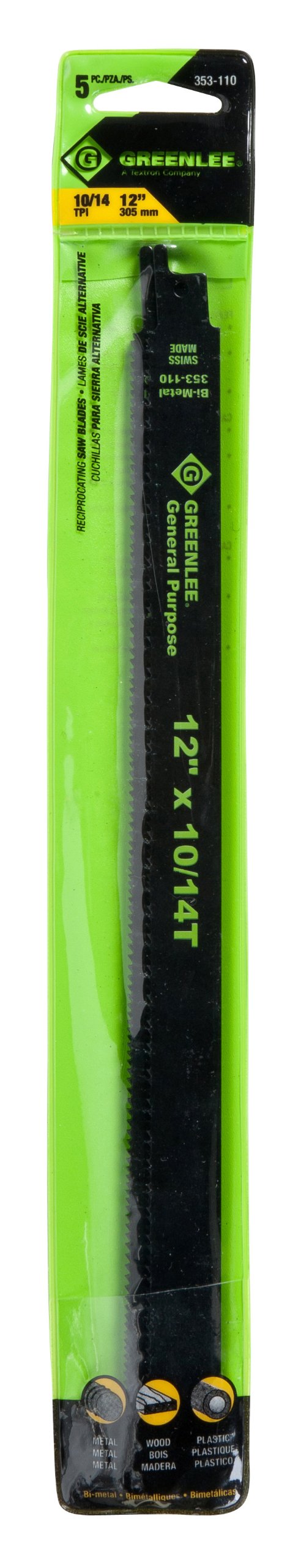 Greenlee 353-110 BLADERECIP.12"x10/14 TPI 5 PKG