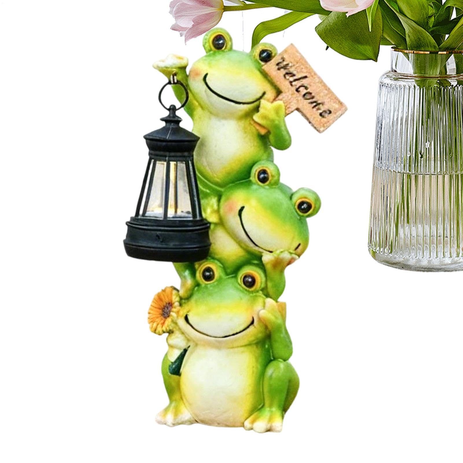 Lampe solaire grenouille pour jardin et décoration de chemin extérieur