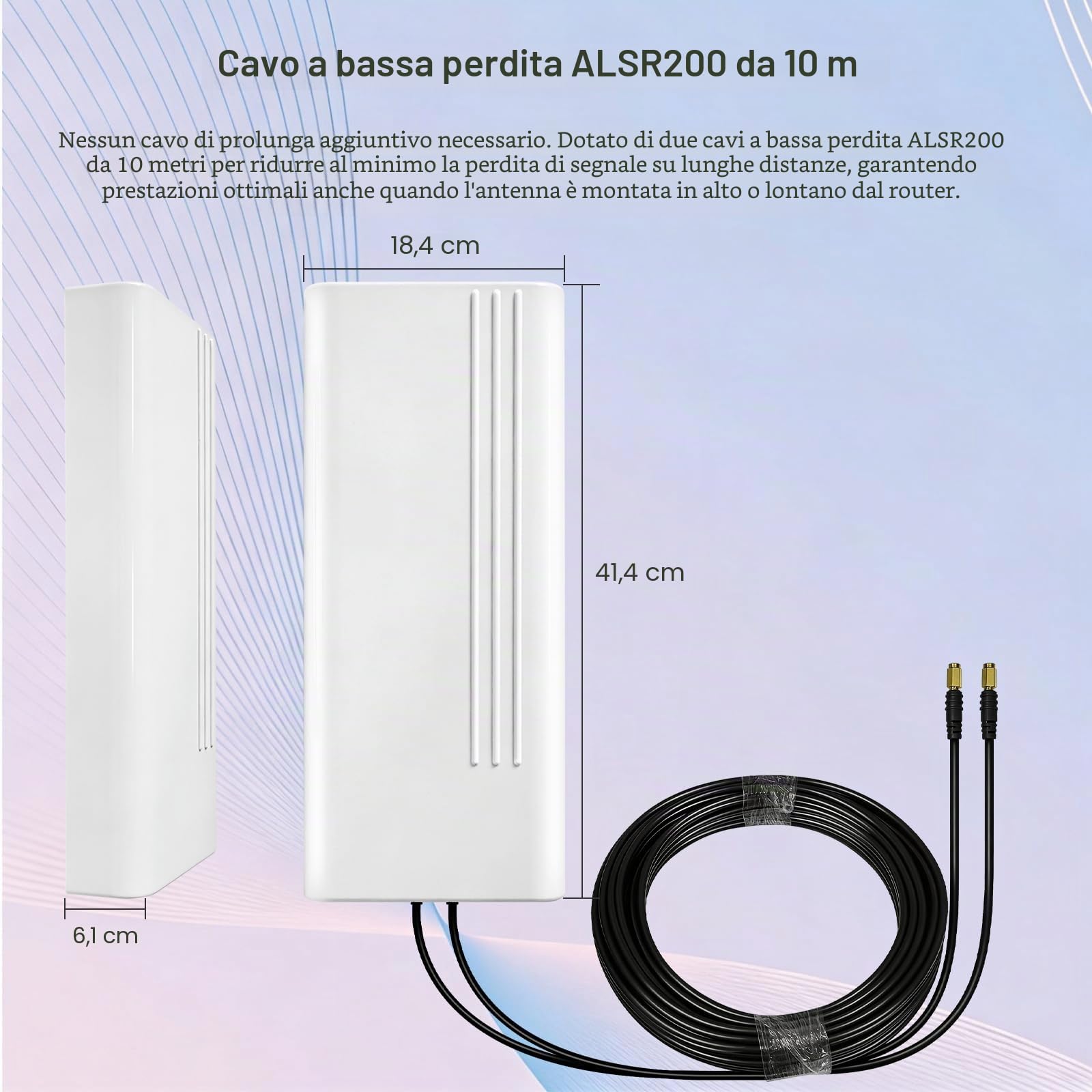 Antenna Esterna 5G 22dBi, 600-6000MHz Direzionale 4G LTE Doppia polarizzazione Antenna wifi 4G LTE Esterna WiFi Antenna MIMO SMA / 2 x TS9, per Router 4G 5G, 2 x Cavo 10m a Bassa Perdita