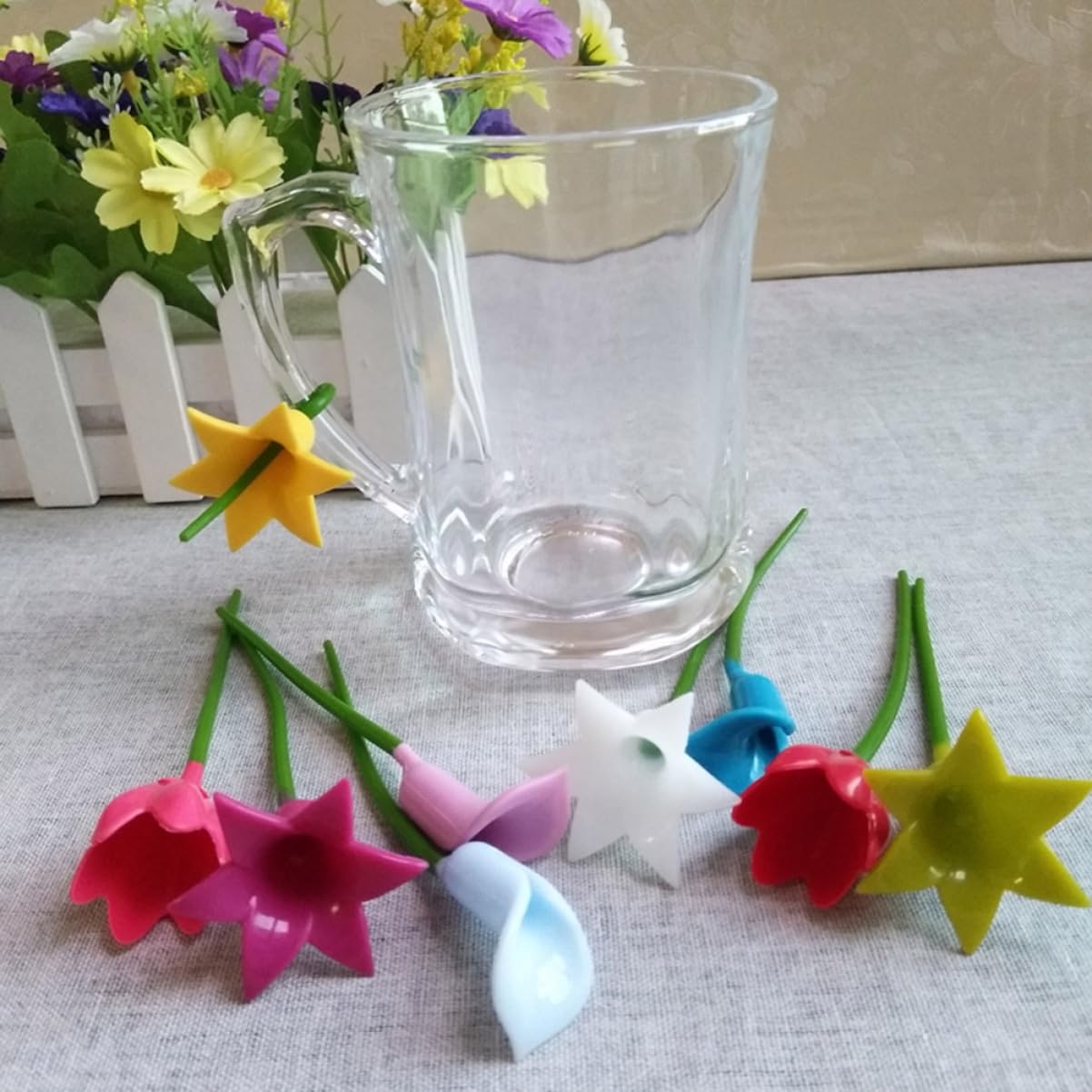 PRETYZOOM 54stücke Teiliges Silikon-weinglasmarker Im Blumen-design Wiederverwendbare Gläserkennzeichnung Für Partys Und Zuhause Praktische Getränkeidentifikation Für Hochzeiten Und