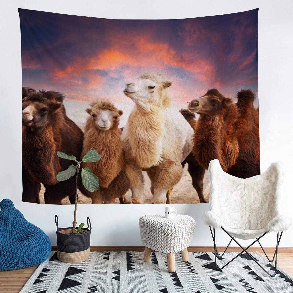 Loussiesd Llama Alpaca Tapestry Sunset Wall Hanging For Kids Adult