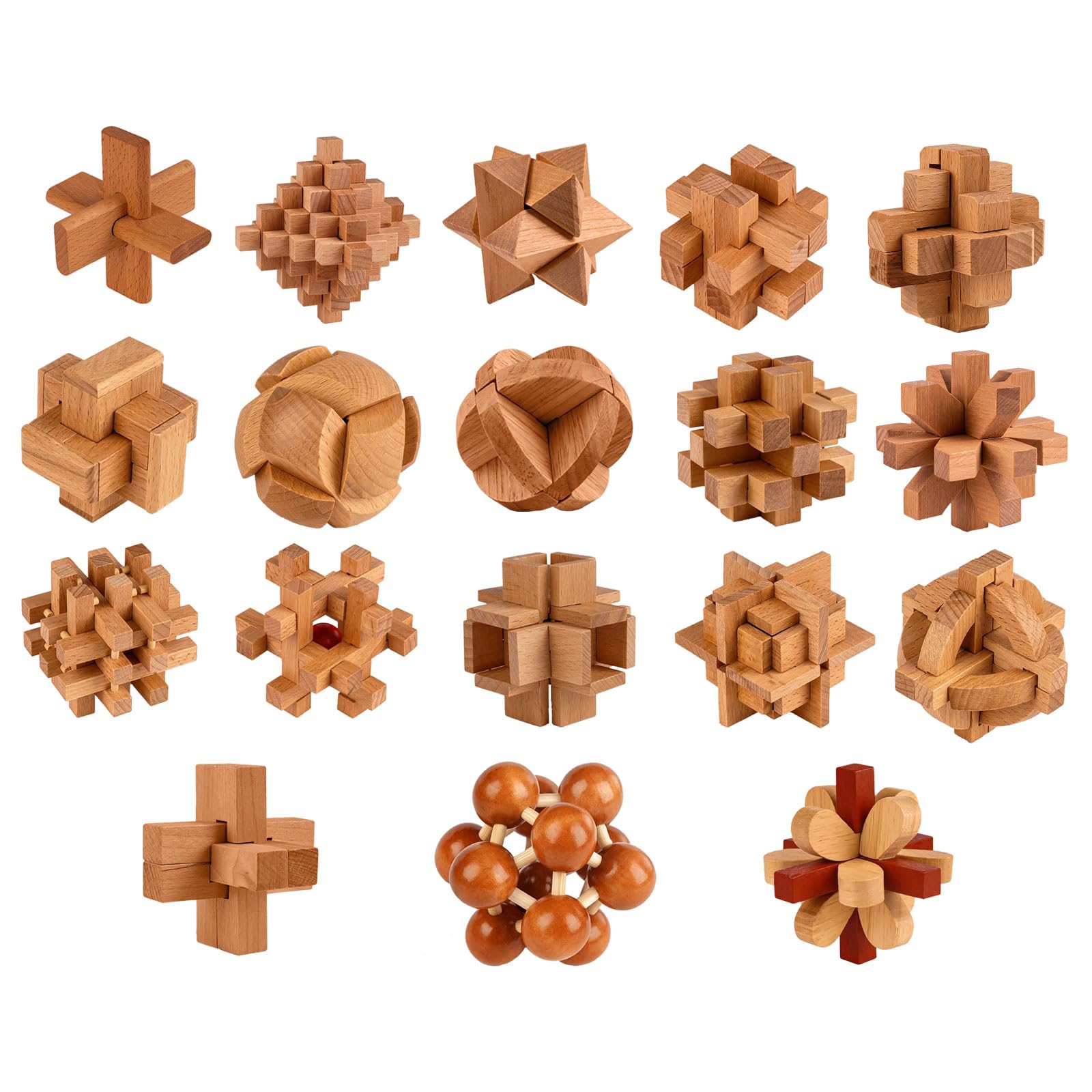 Set di Puzzle Montessori in Legno Kongming Lock Lu Ban Lock | Puzzle cerebrale 3D ad incastro per sbloccare i blocchi, gioco di logica ad alta difficoltà per districare